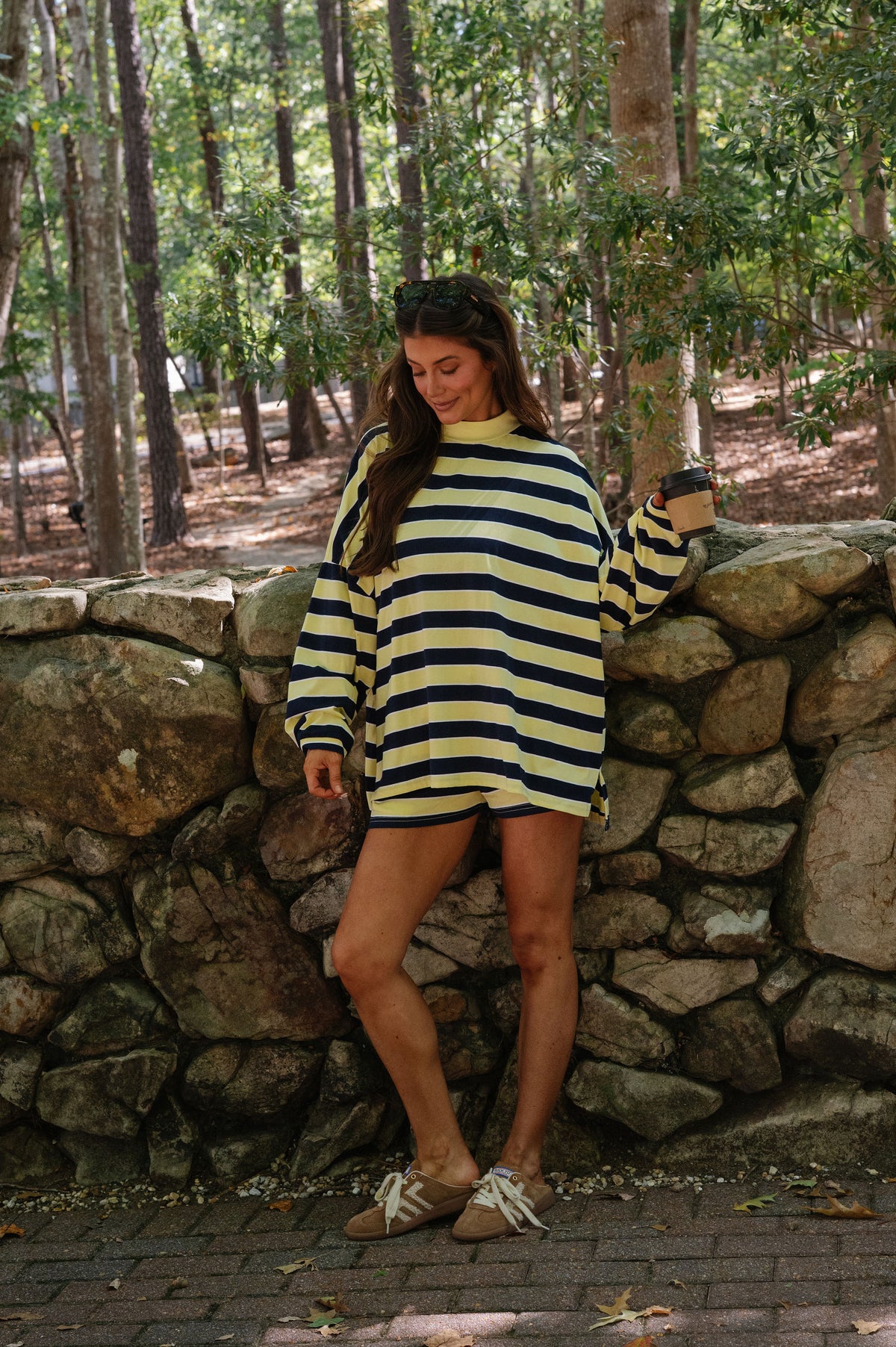 Brooklyn Striped Short Set-Lemon