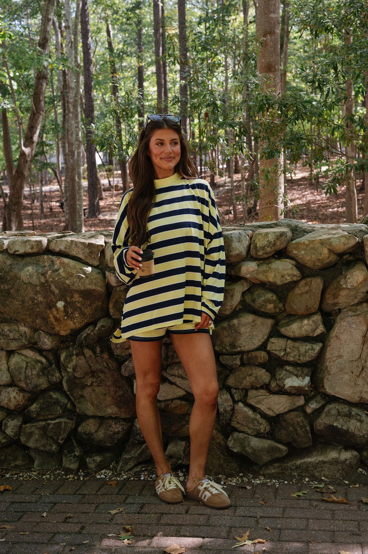 Brooklyn Striped Short Set-Lemon