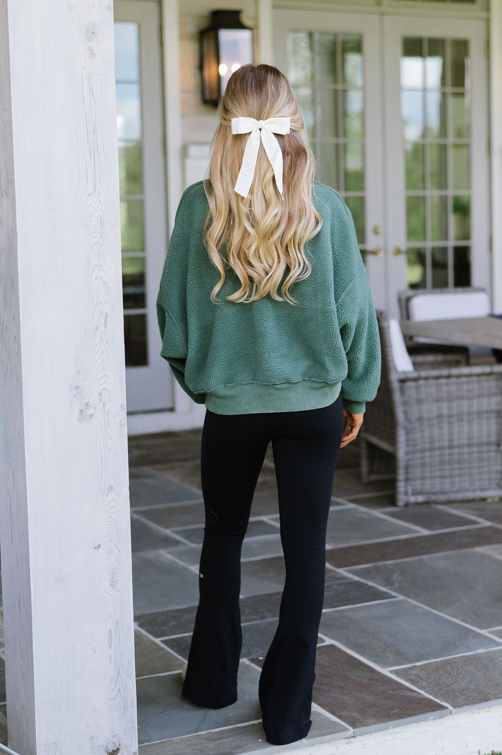 Reversible Stone Wash Fleece Sweatshirt-Hunter Green