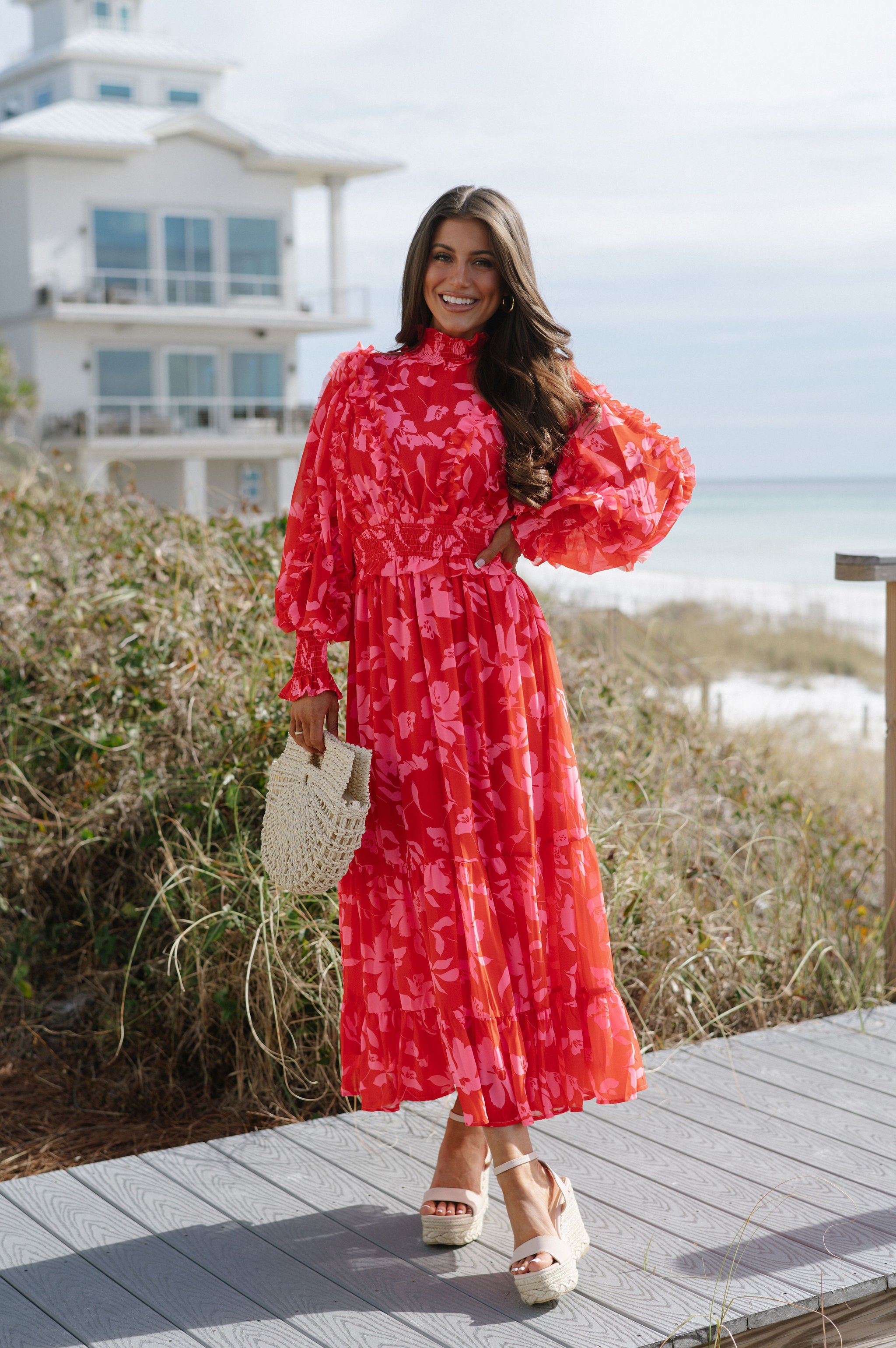 Regina Maxi Dress- Red/Pink