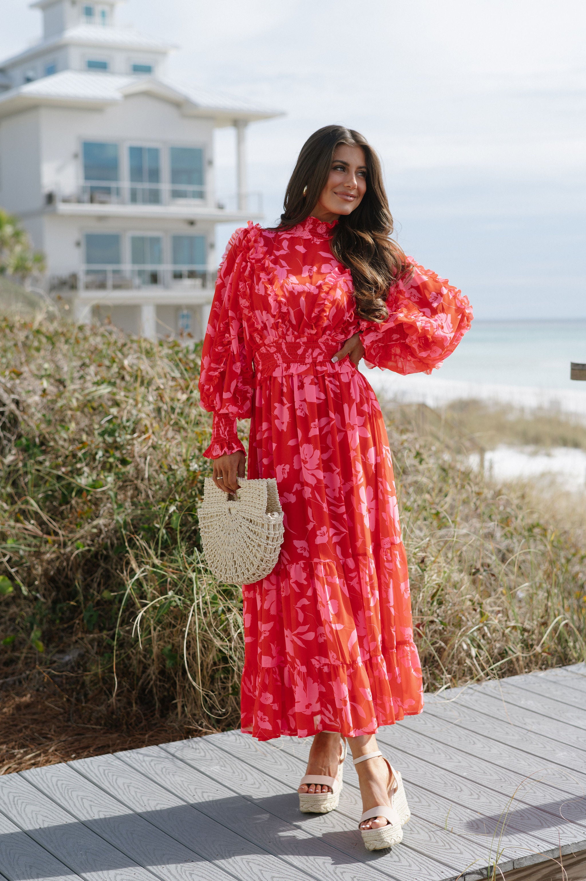 Regina Maxi Dress- Red/Pink