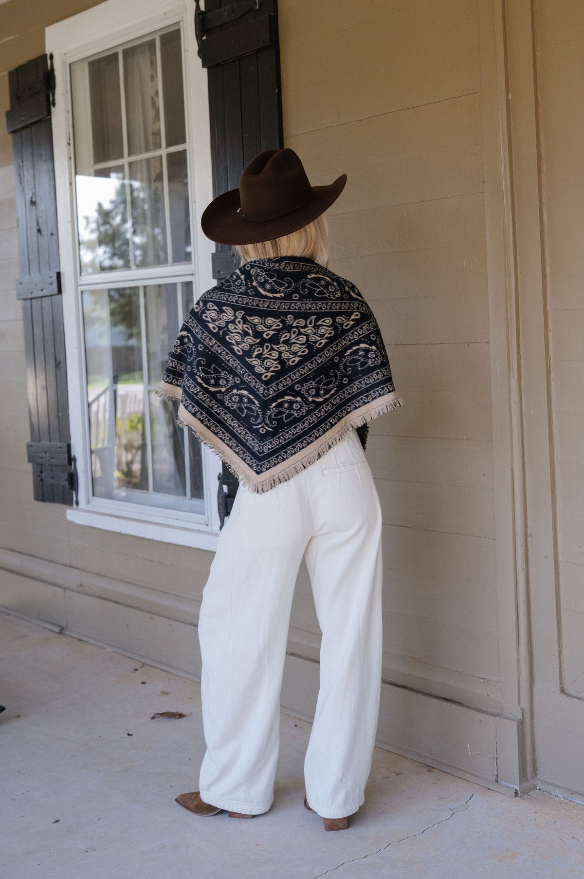 Lennon Fringe Scarf-Navy