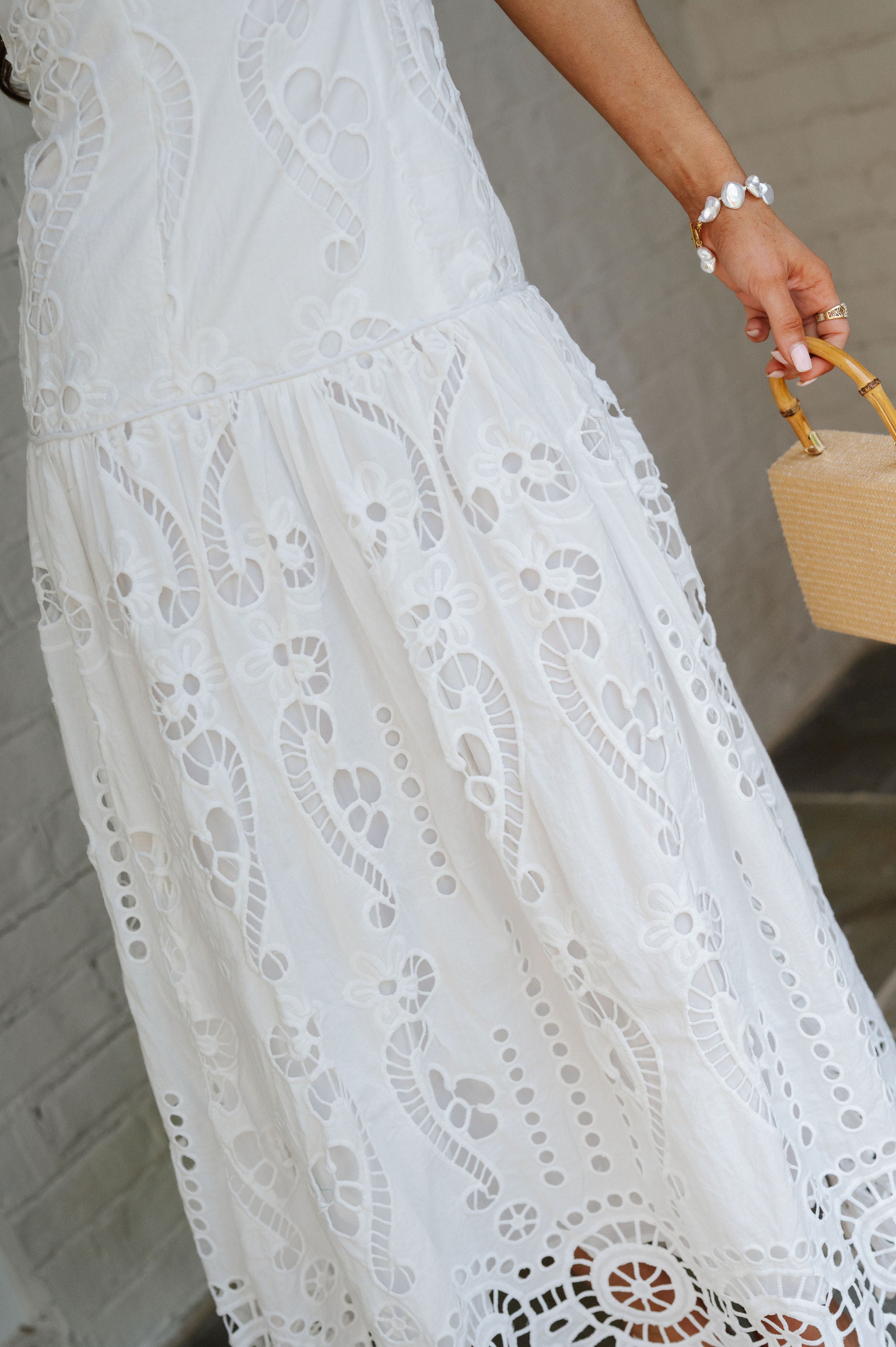 Jessie Scalloped Maxi Dress-White