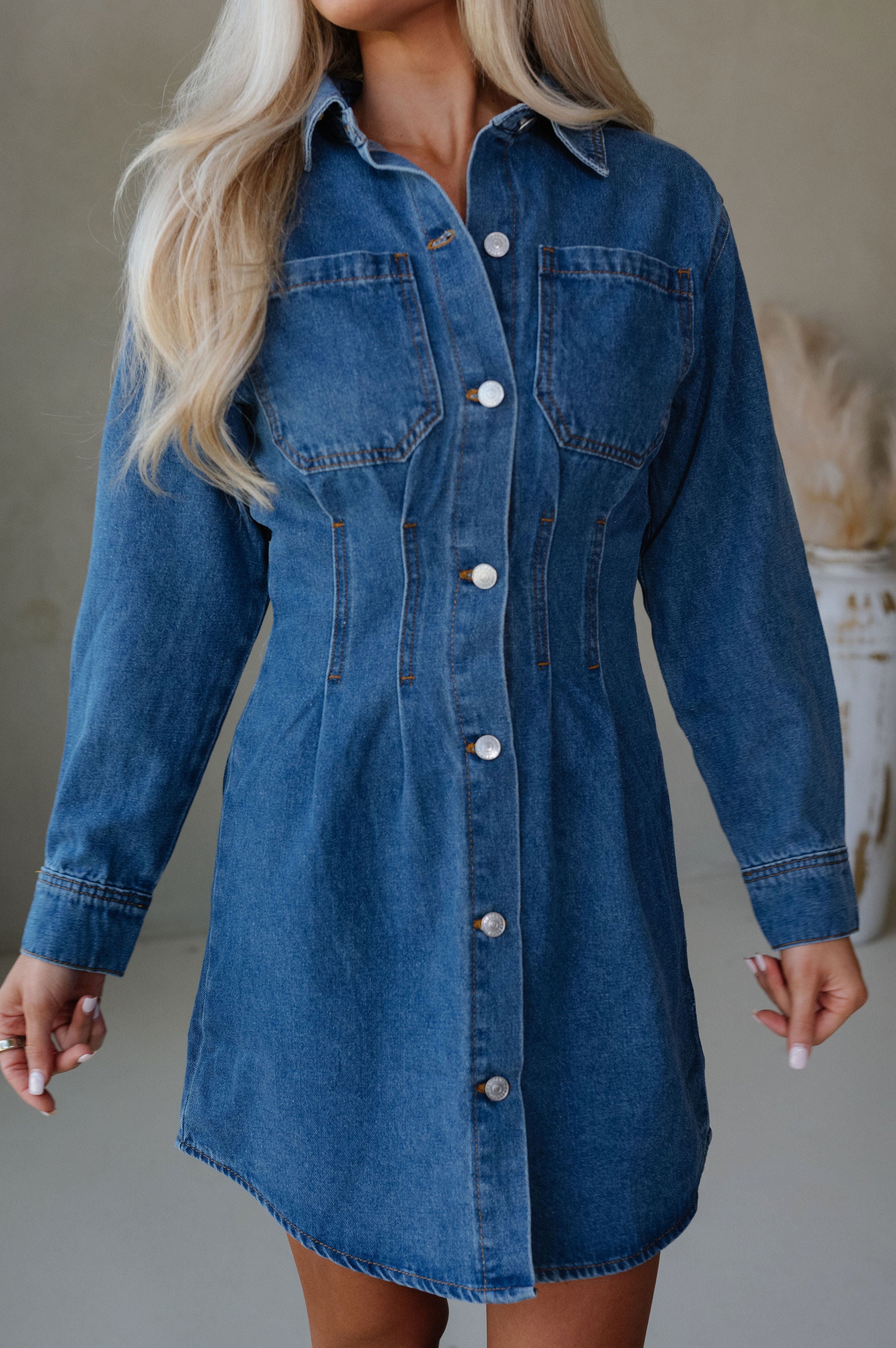 Zae Mini Dress-Denim Blue