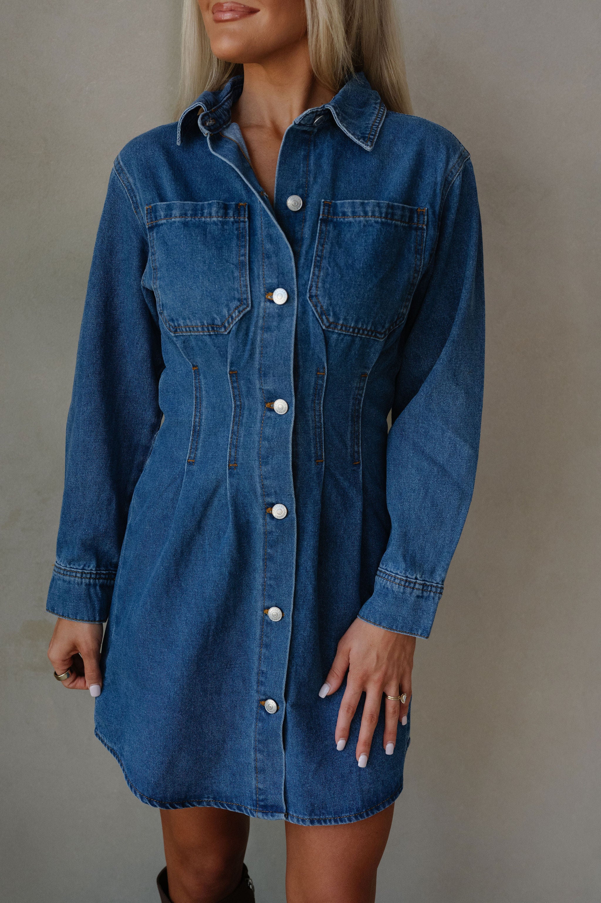 Zae Mini Dress-Denim Blue