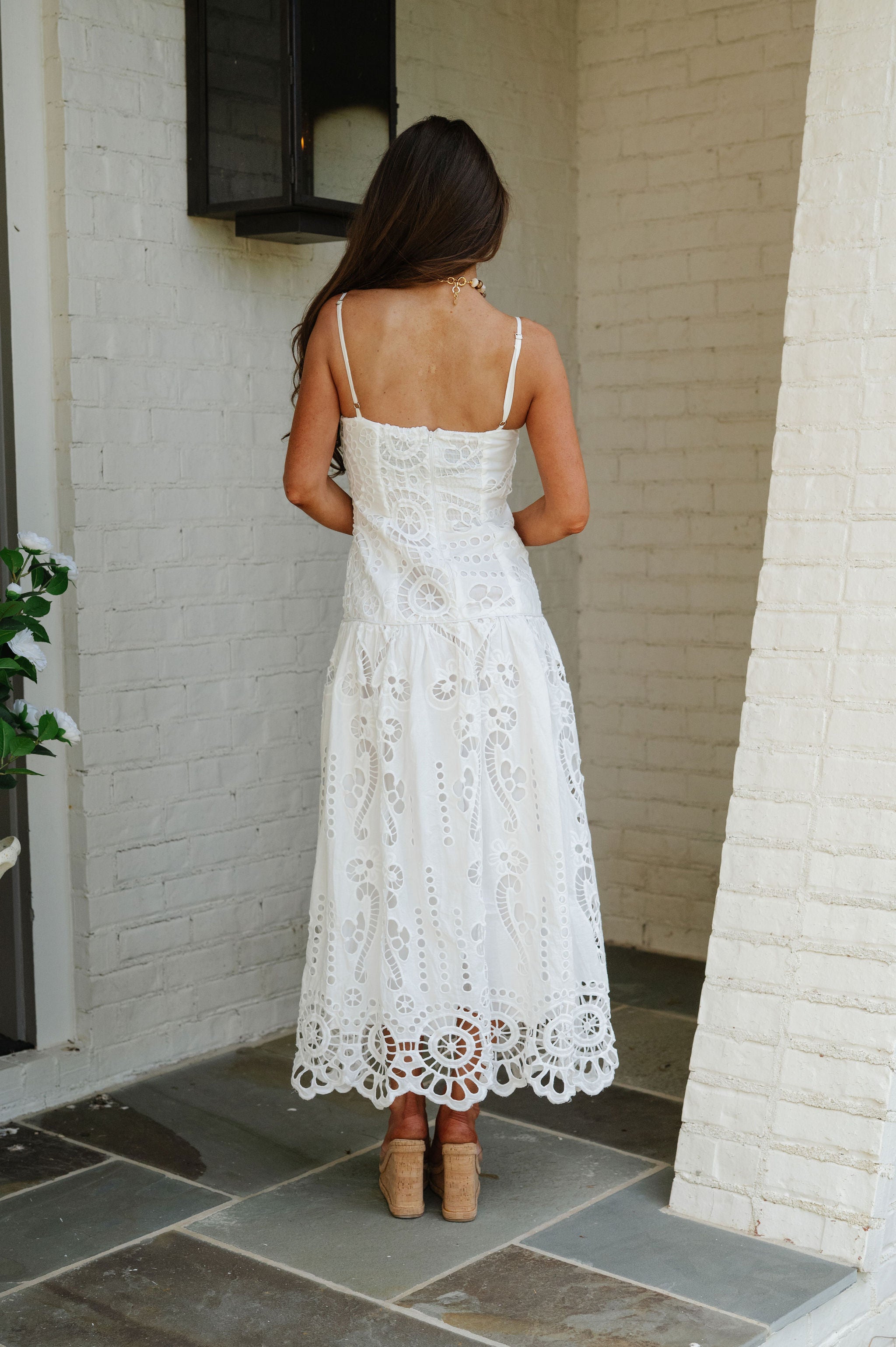 Jessie Scalloped Maxi Dress-White