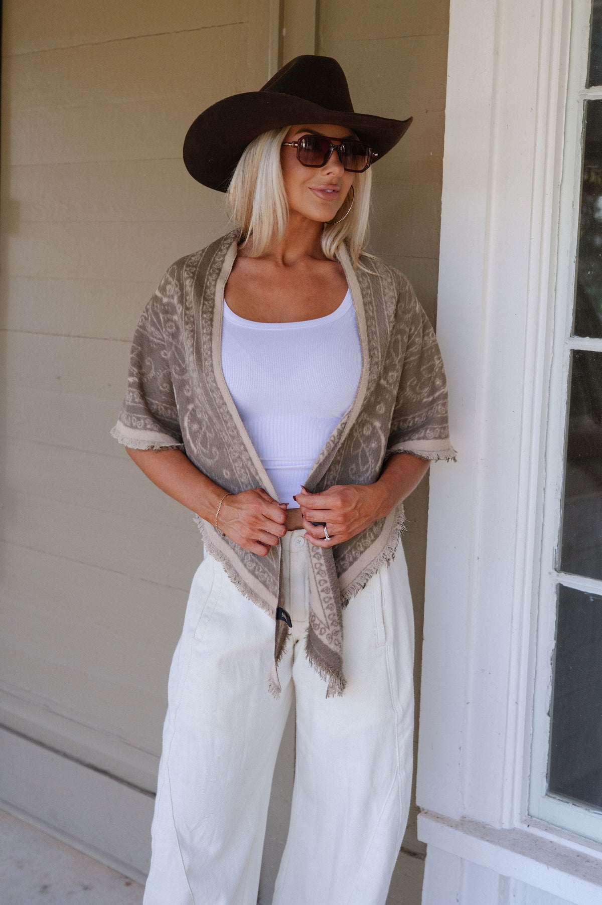 Lennon Fringe Scarf-Taupe