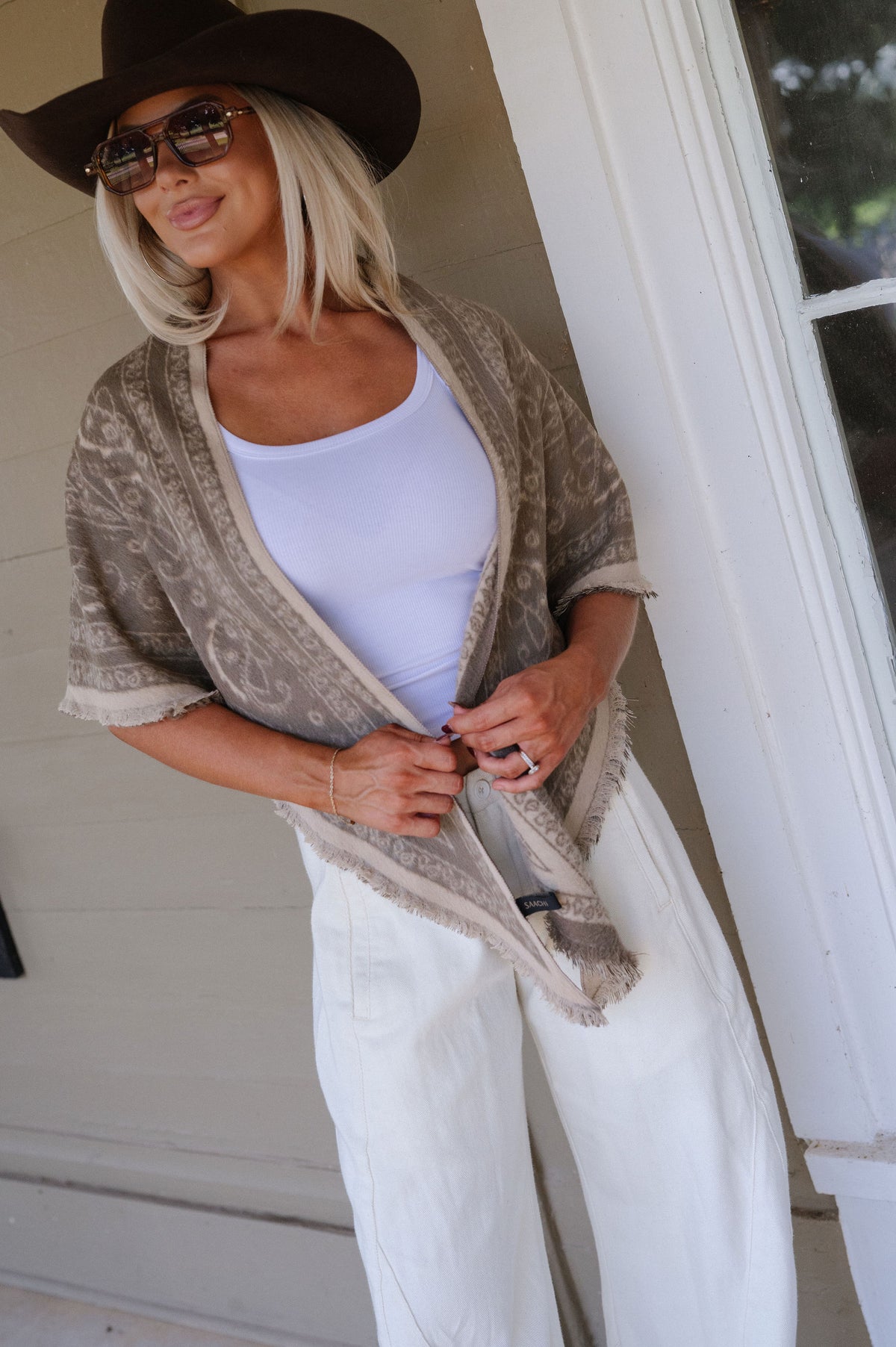 Lennon Fringe Scarf-Taupe