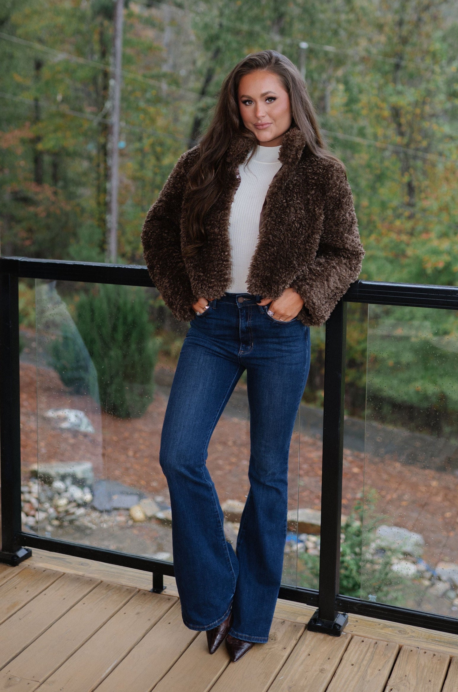 Soft Teddy Cropped Jacket-Espresso