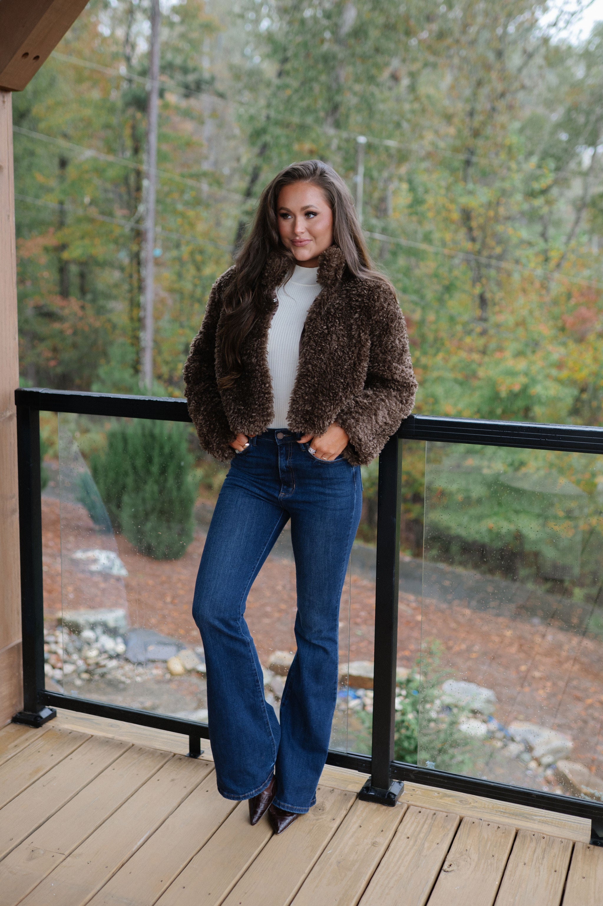 Soft Teddy Cropped Jacket-Espresso