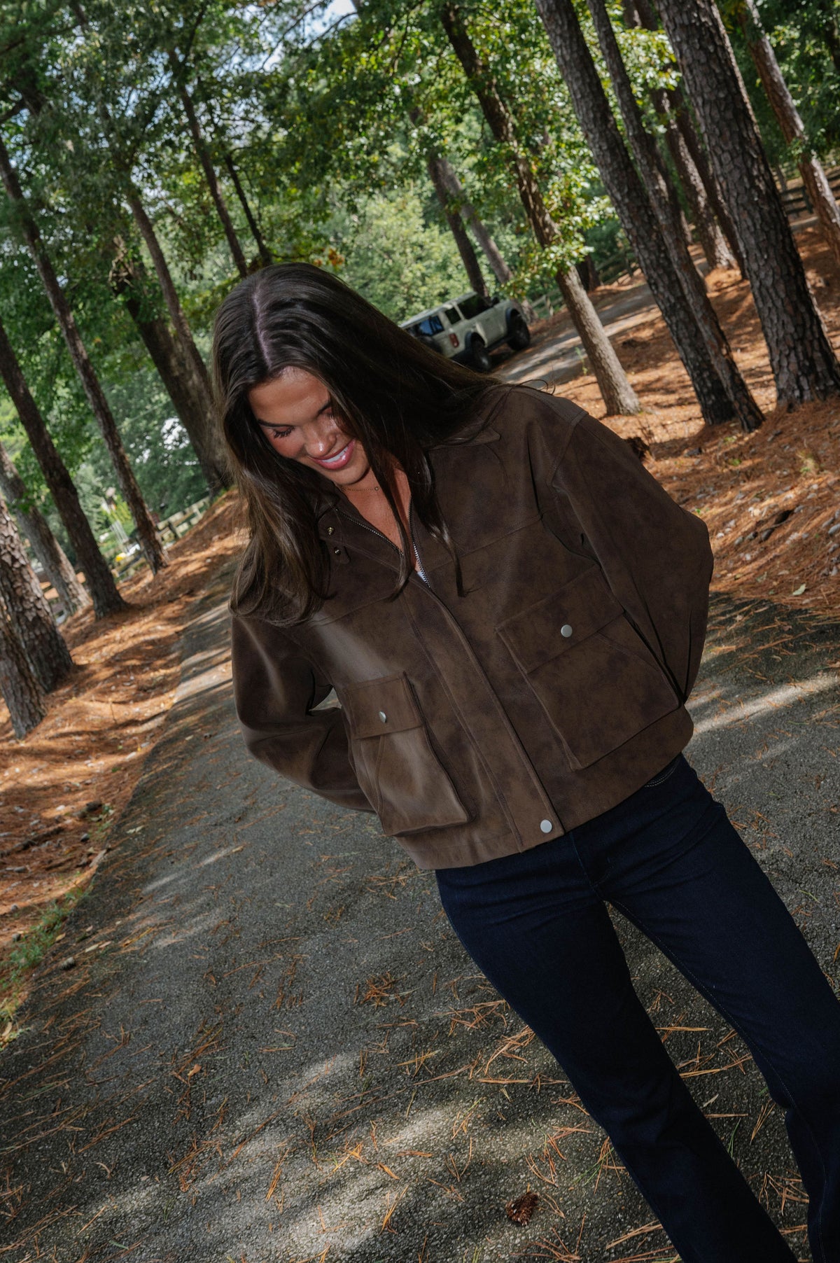 Scarlett Suede Bomber Jacket-Brown