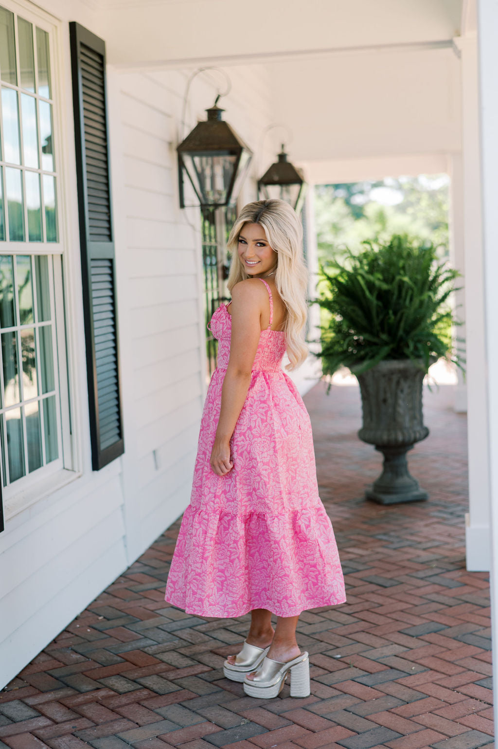 Vivianne Jacquard Dress- Pink