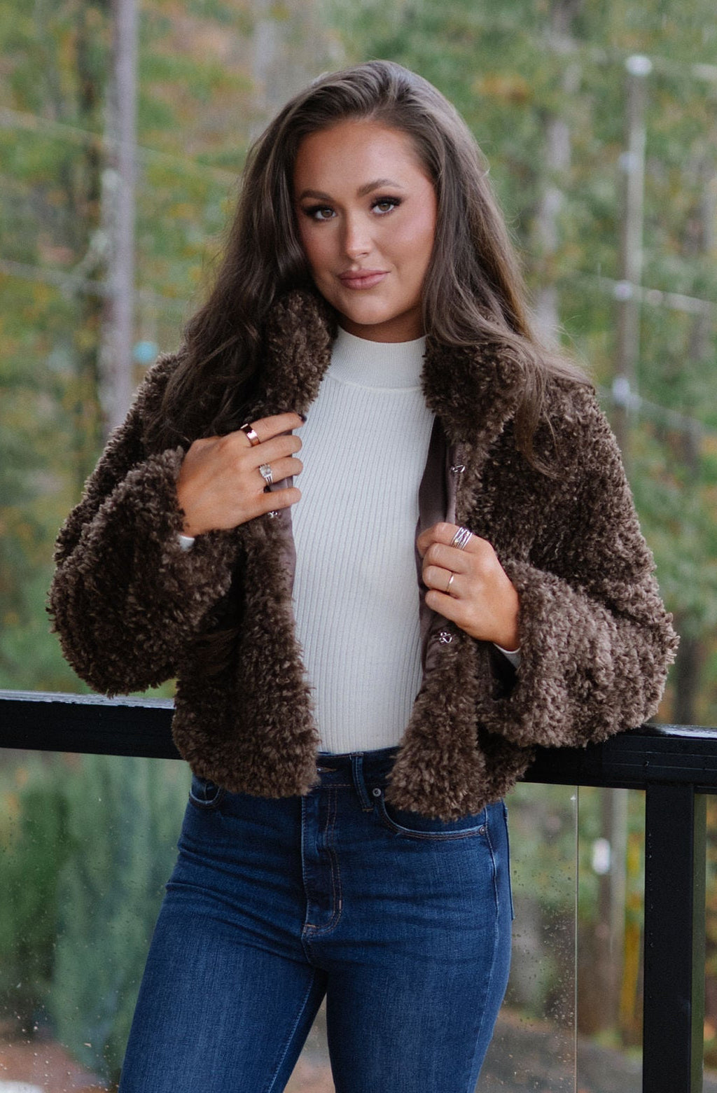 Soft Teddy Cropped Jacket-Espresso