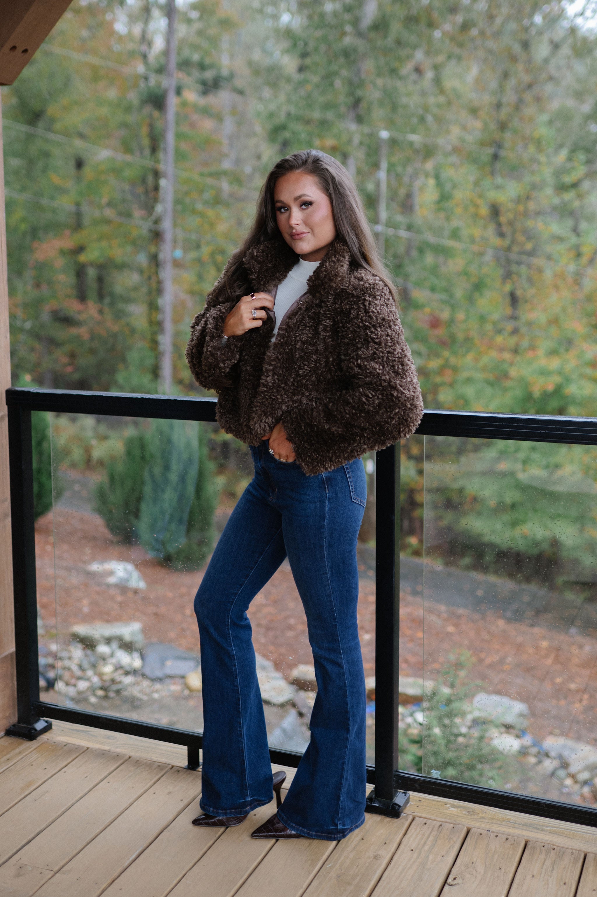 Soft Teddy Cropped Jacket-Espresso