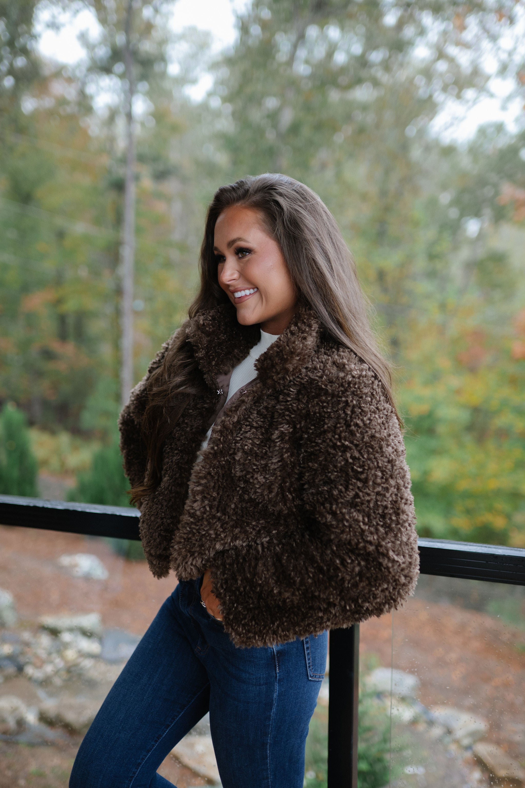 Soft Teddy Cropped Jacket-Espresso