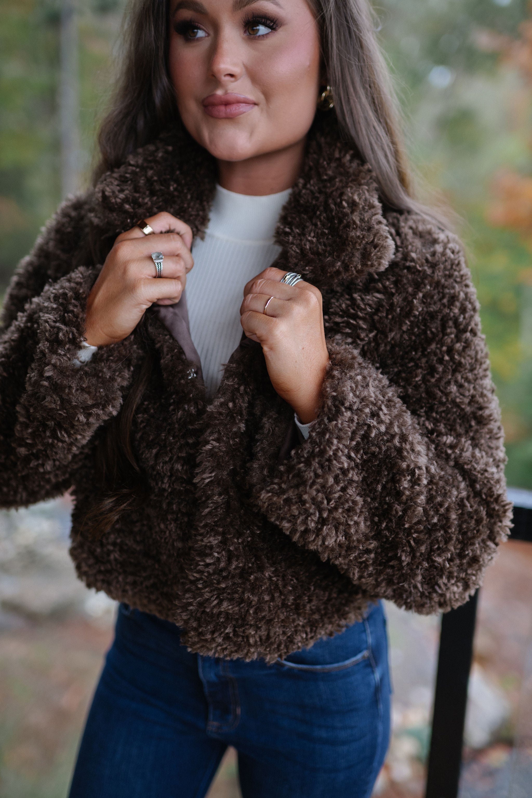 Soft Teddy Cropped Jacket-Espresso