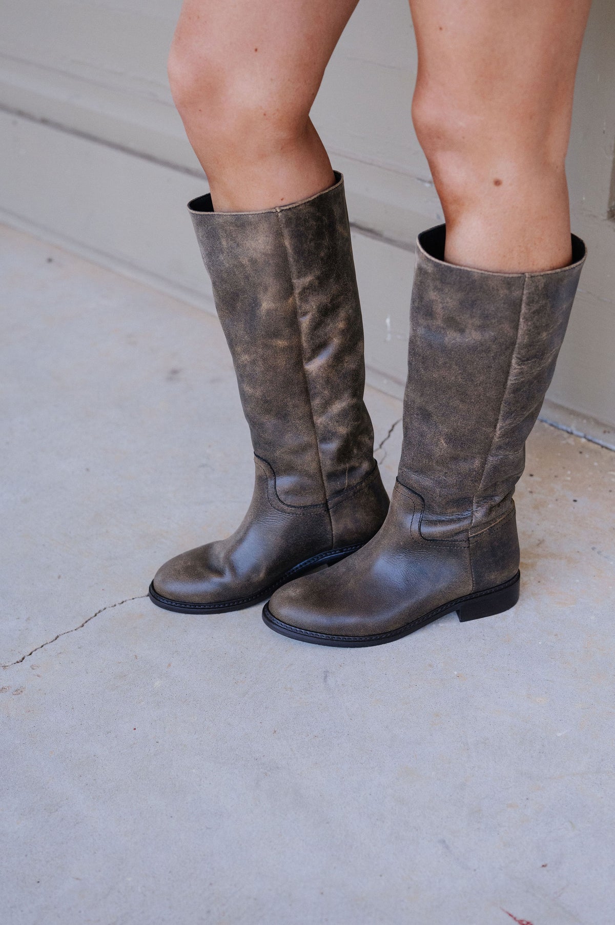 Marna Leather Boots-Brown