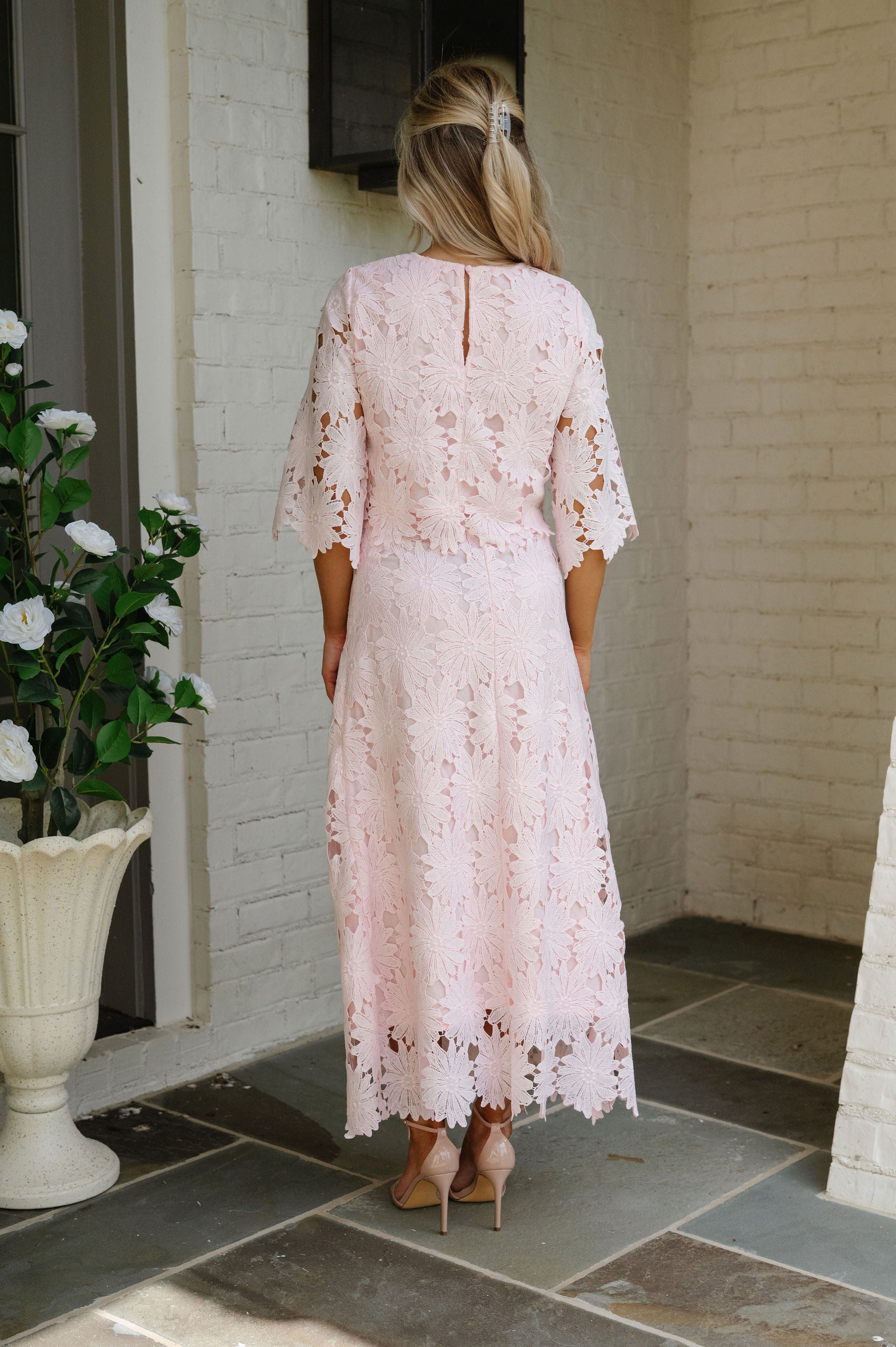 Ally Lace Maxi Skirt Set- Baby Pink