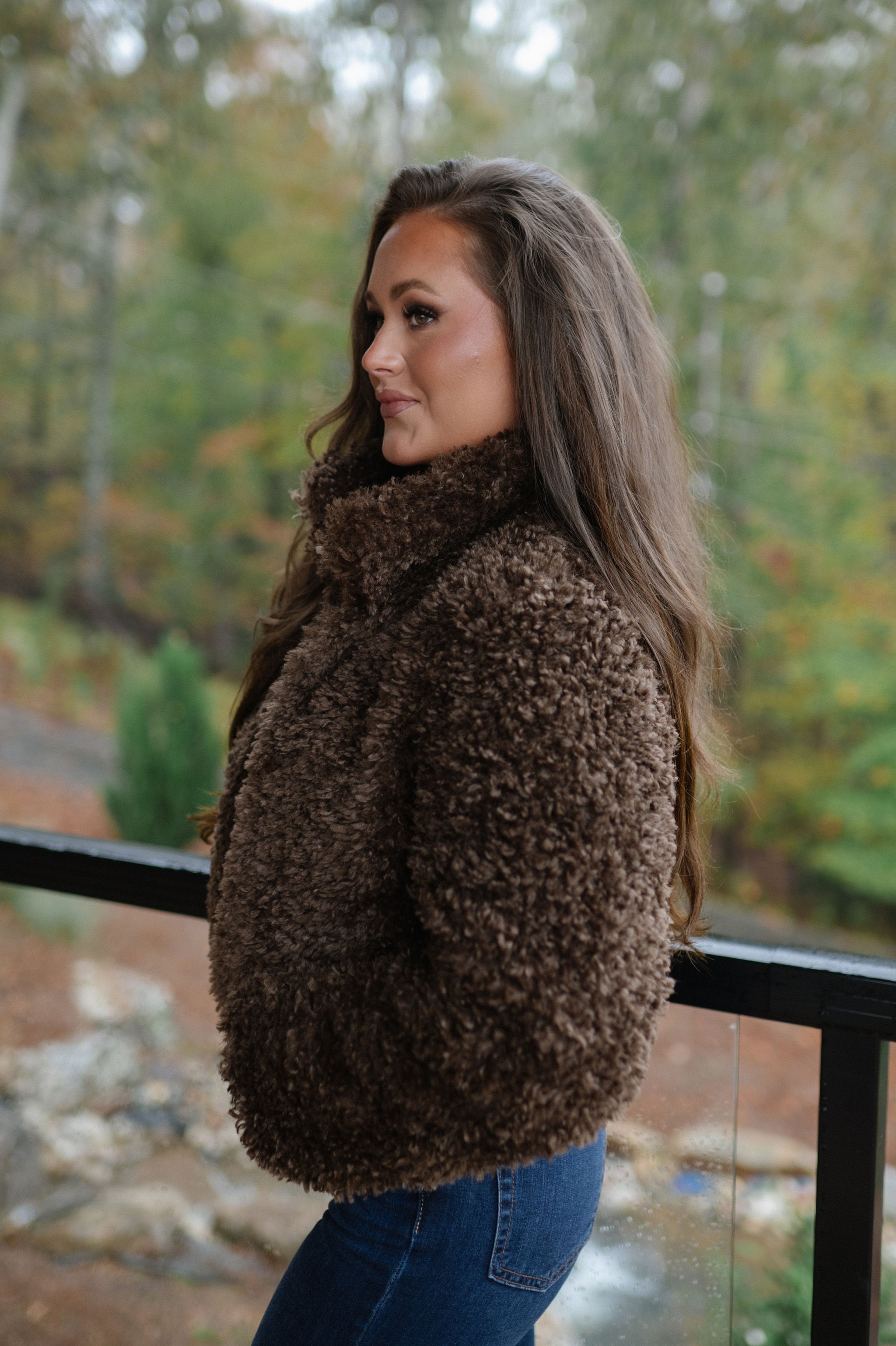 Soft Teddy Cropped Jacket-Espresso