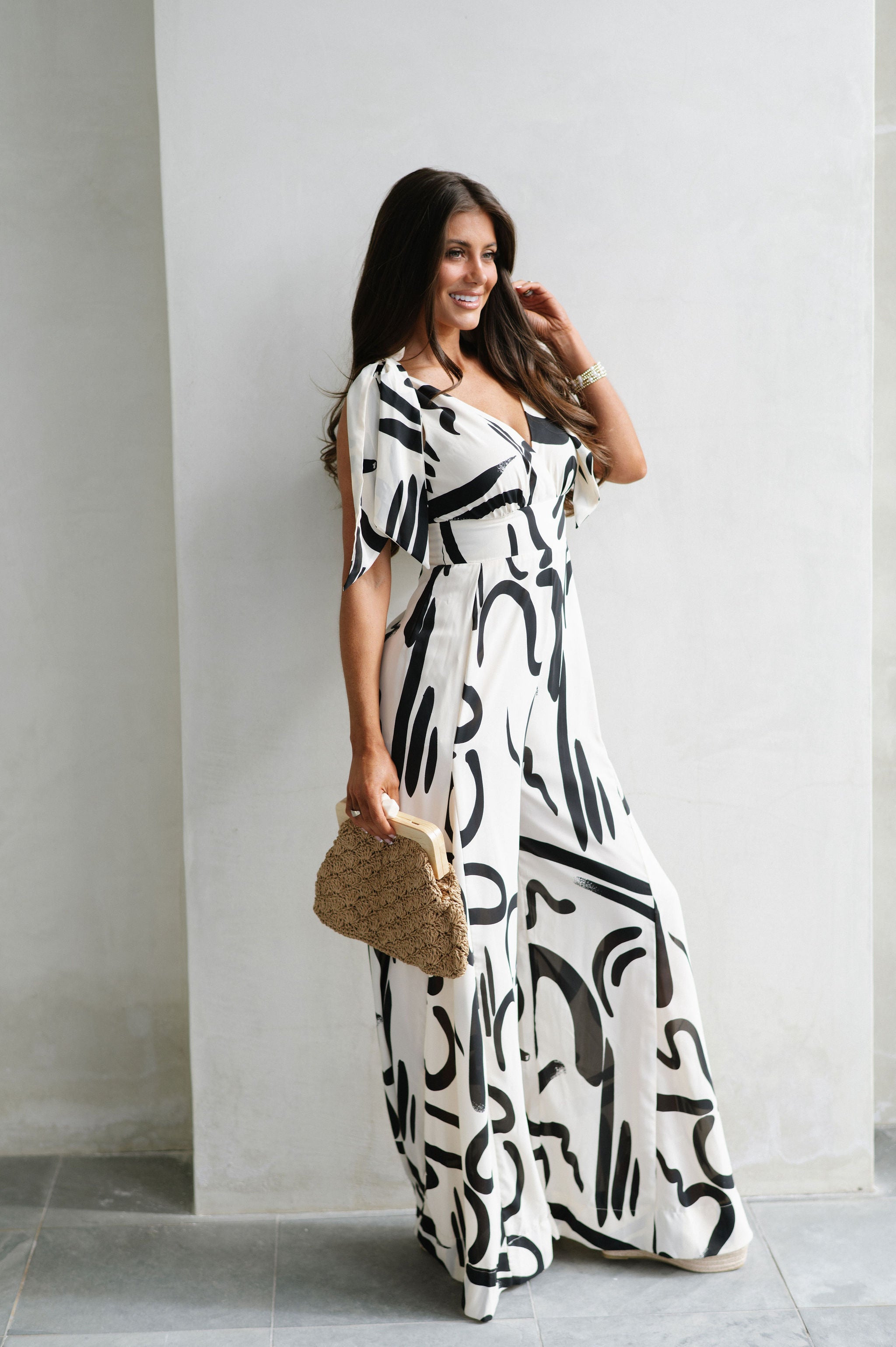 Wilder Abstract Jumpsuit- Ivory/Black