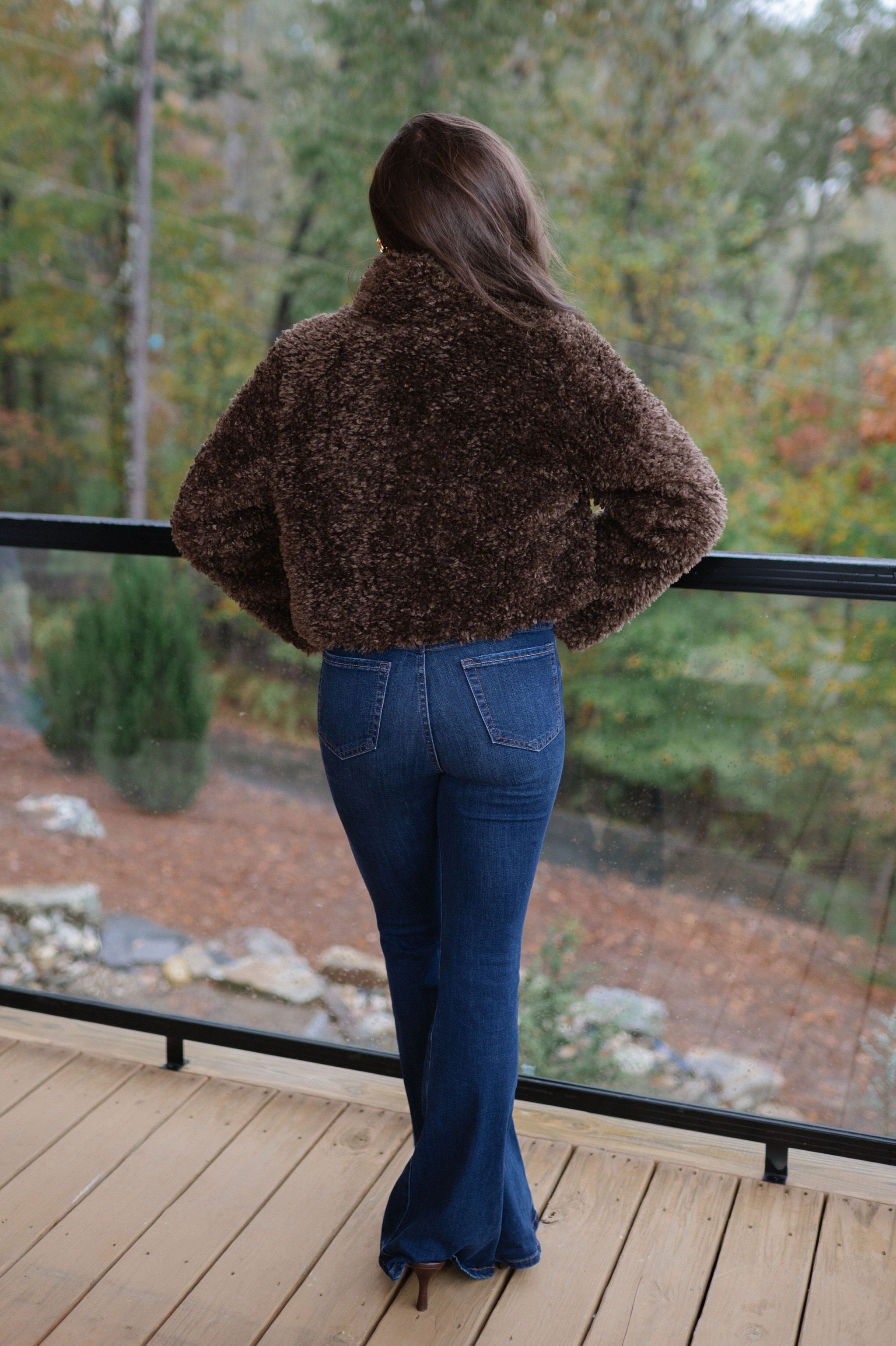 Soft Teddy Cropped Jacket-Espresso