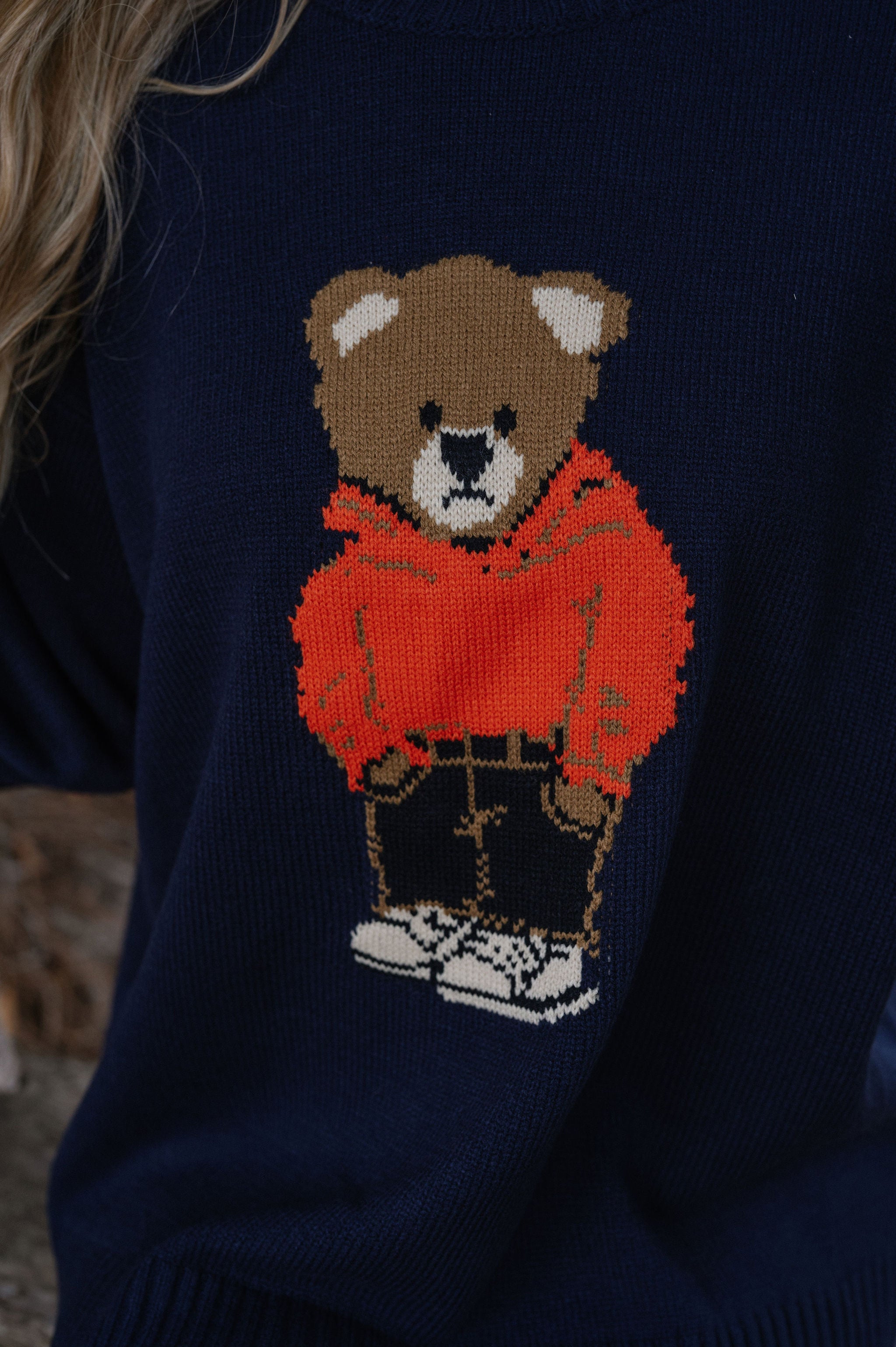 Sweater Bear Top-Navy