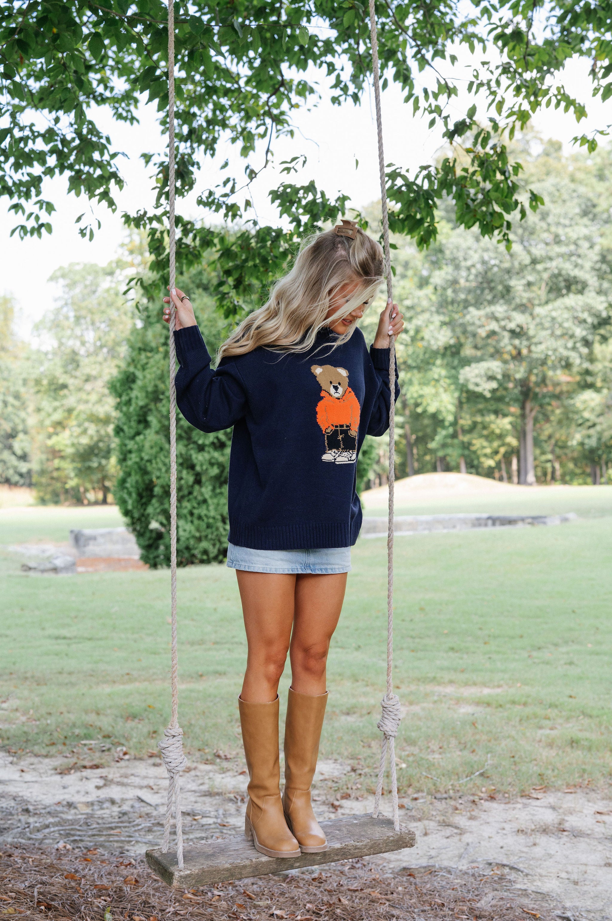 Sweater Bear Top-Navy