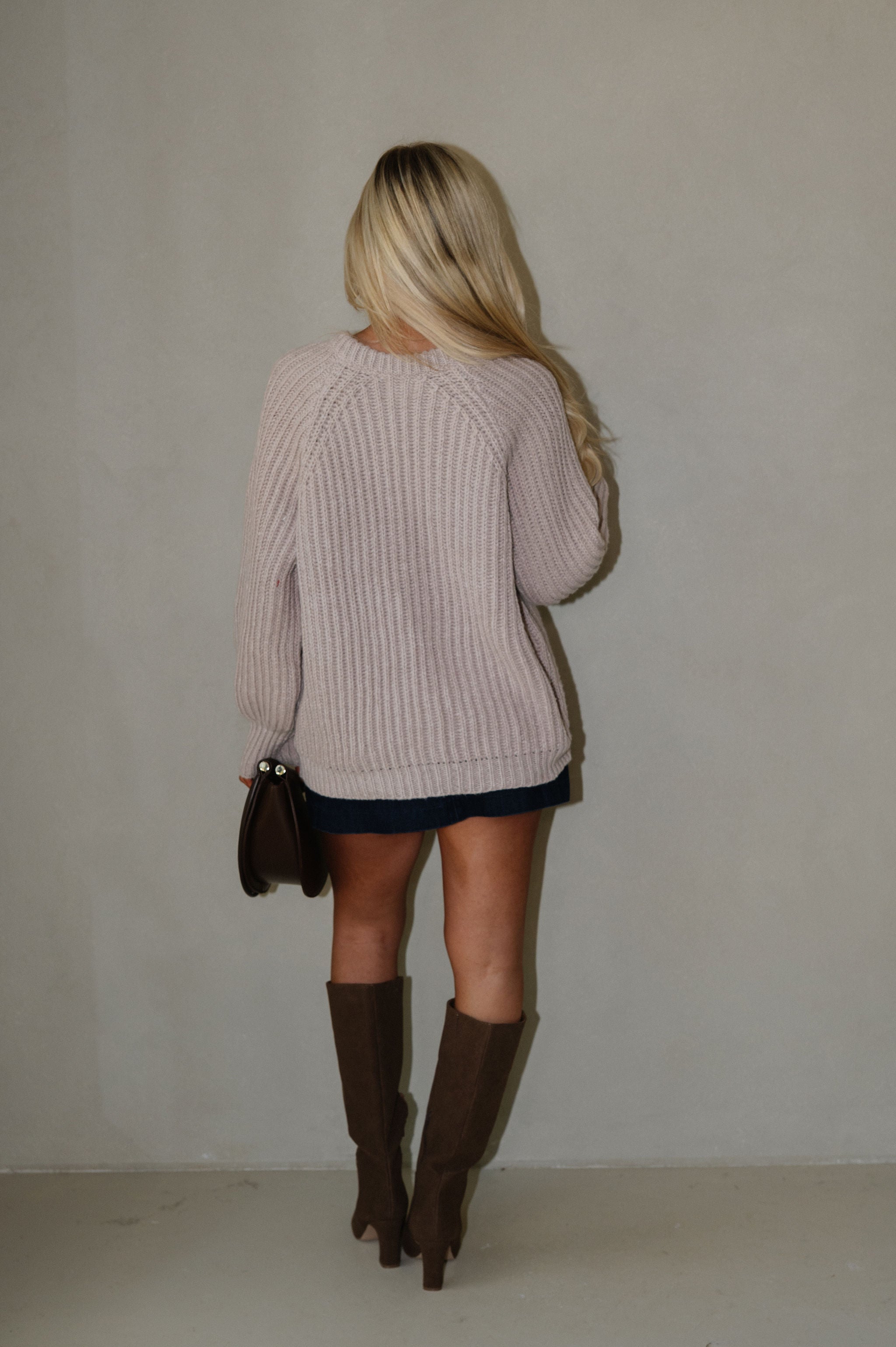 Sara Button Up Cardigan-Taupe