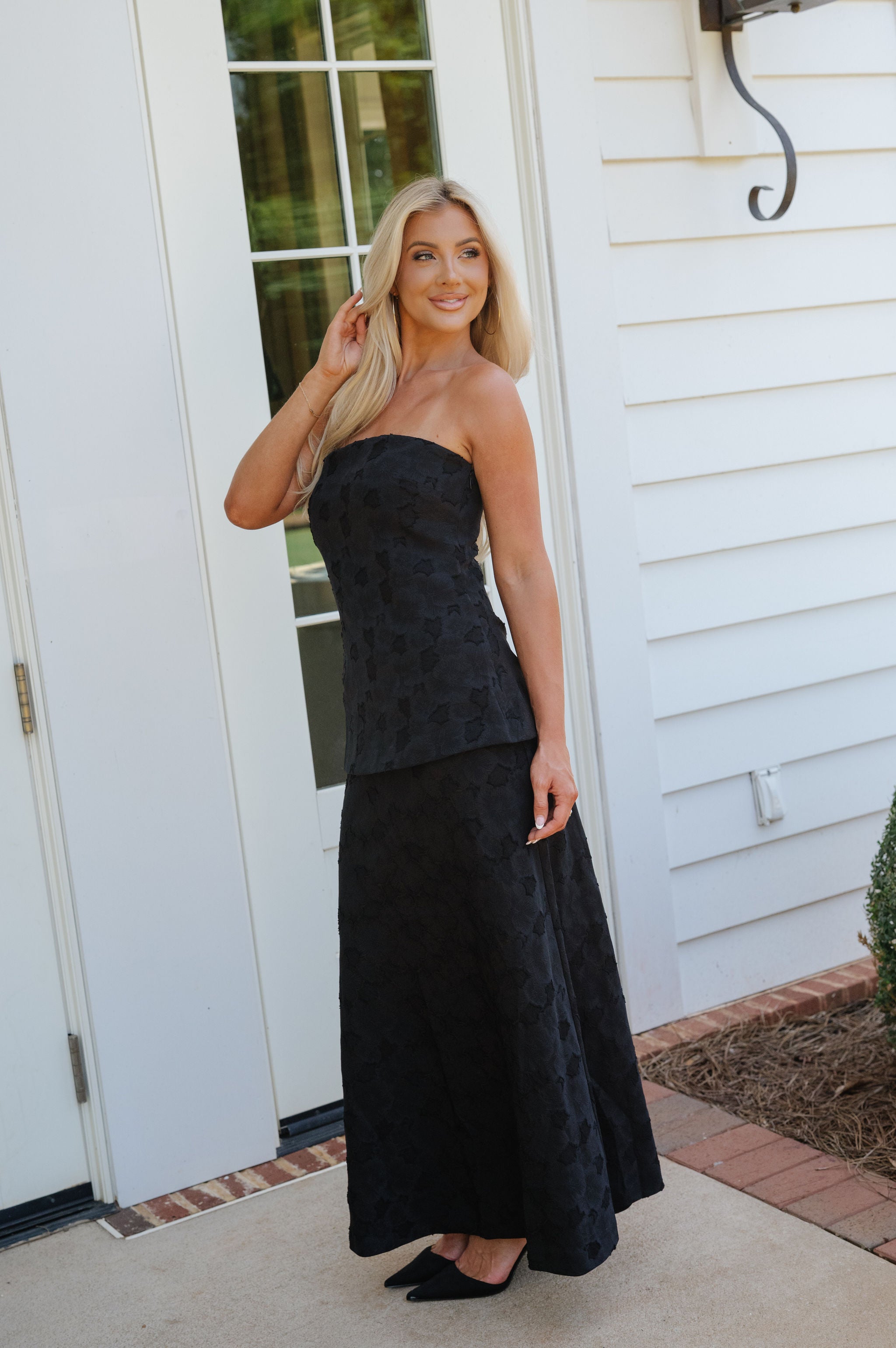 Harrison Strapless Maxi Dress-Black