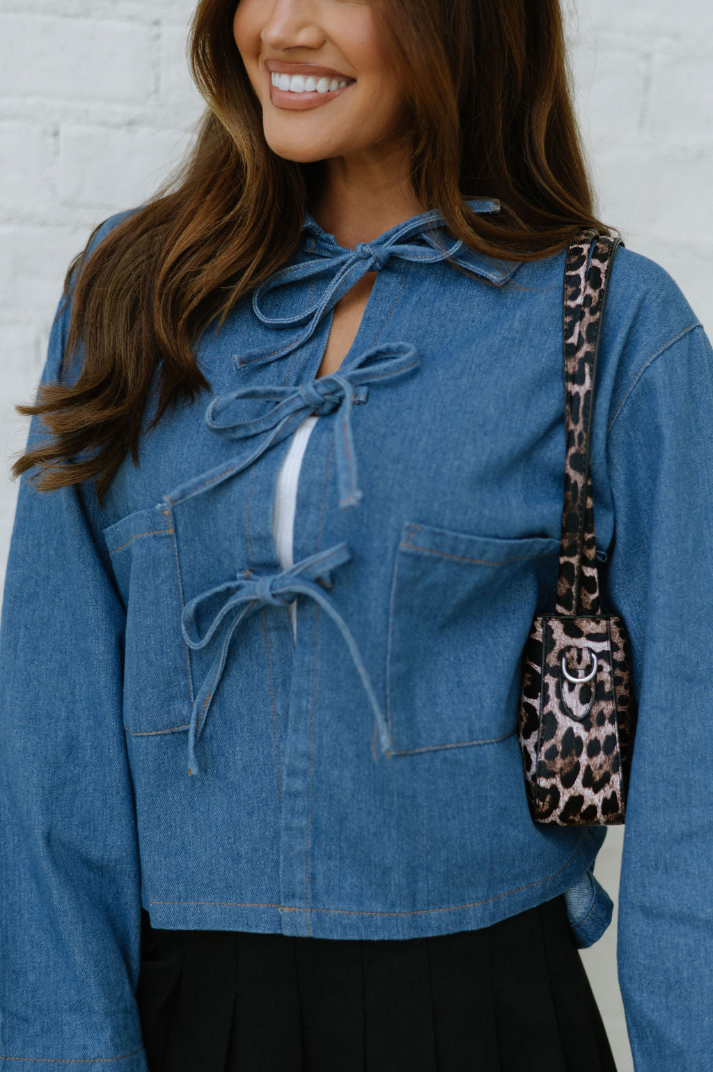 Leo Denim Front Tie Top