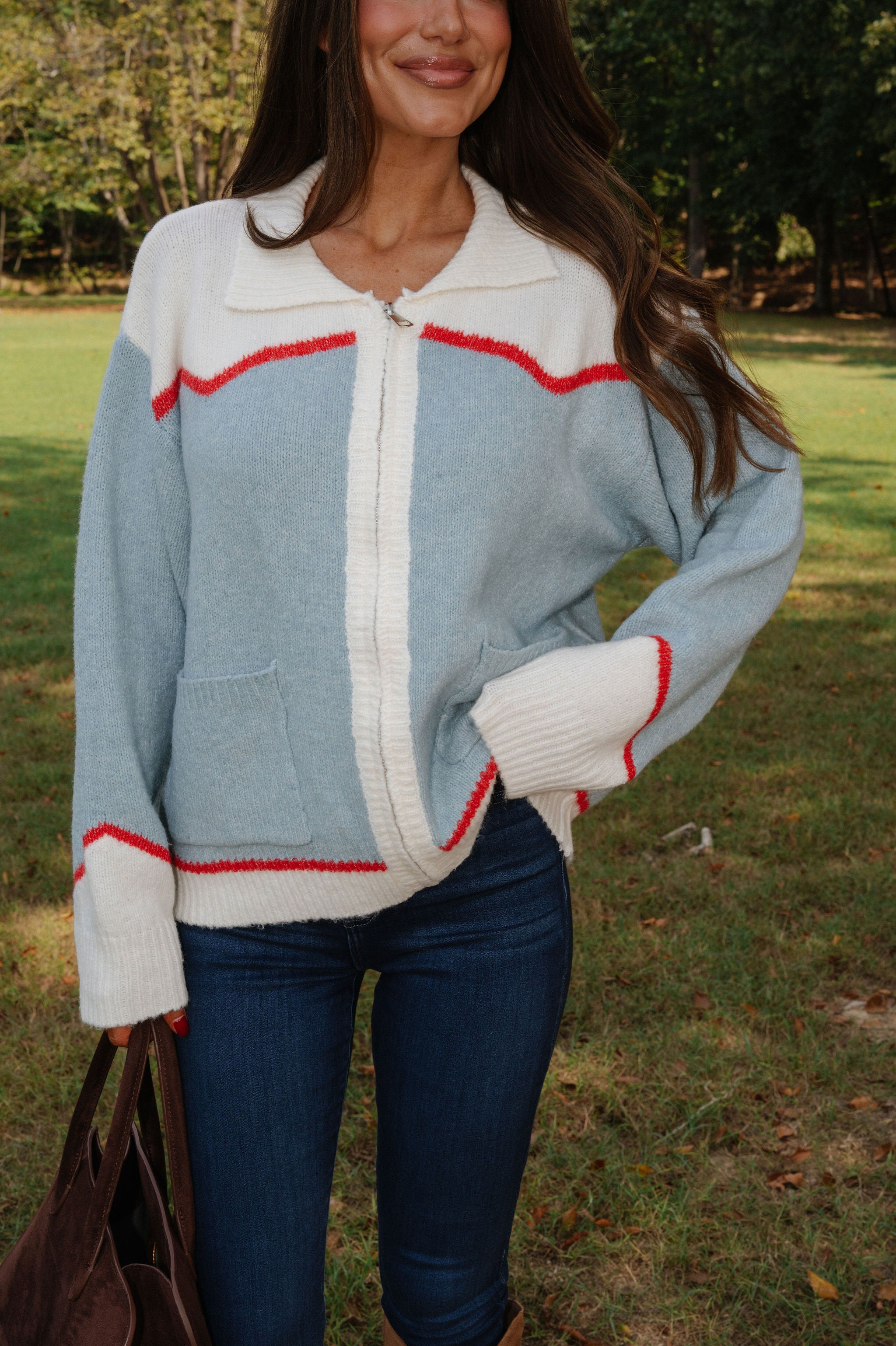 Rodeo Cowboy Knit Sweater-Sky Blue