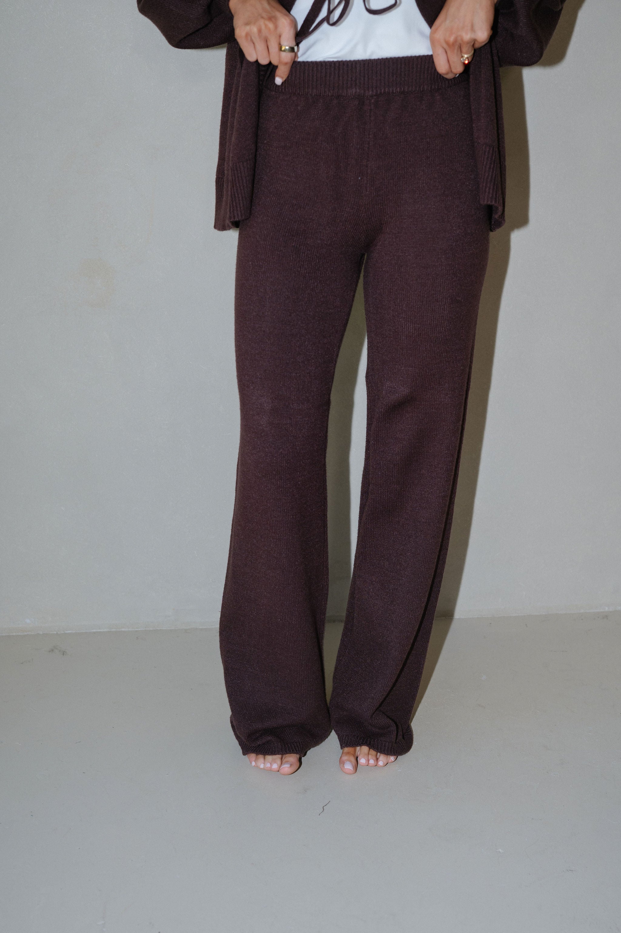 Oversized Cardigan & Pants Set-Chocolate