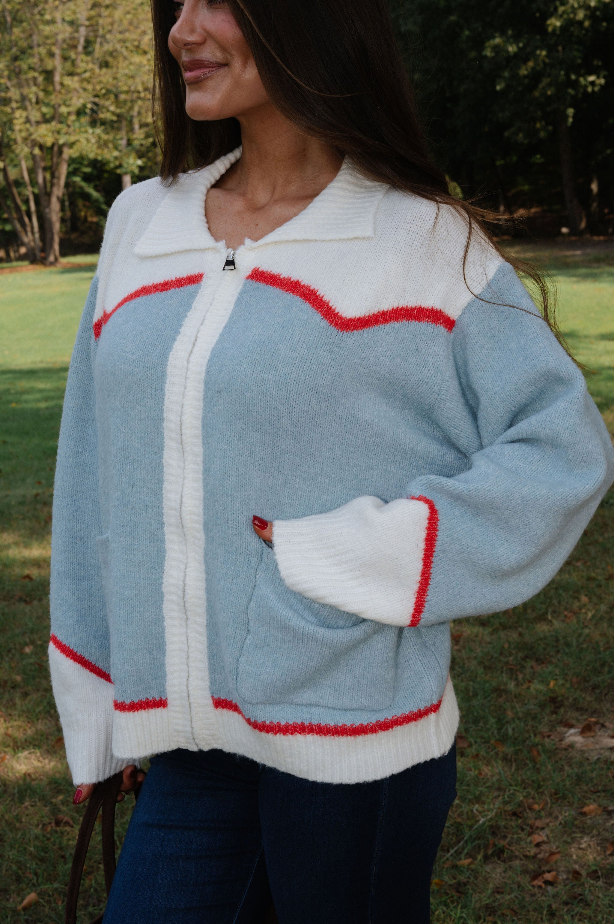 Rodeo Cowboy Knit Sweater-Sky Blue