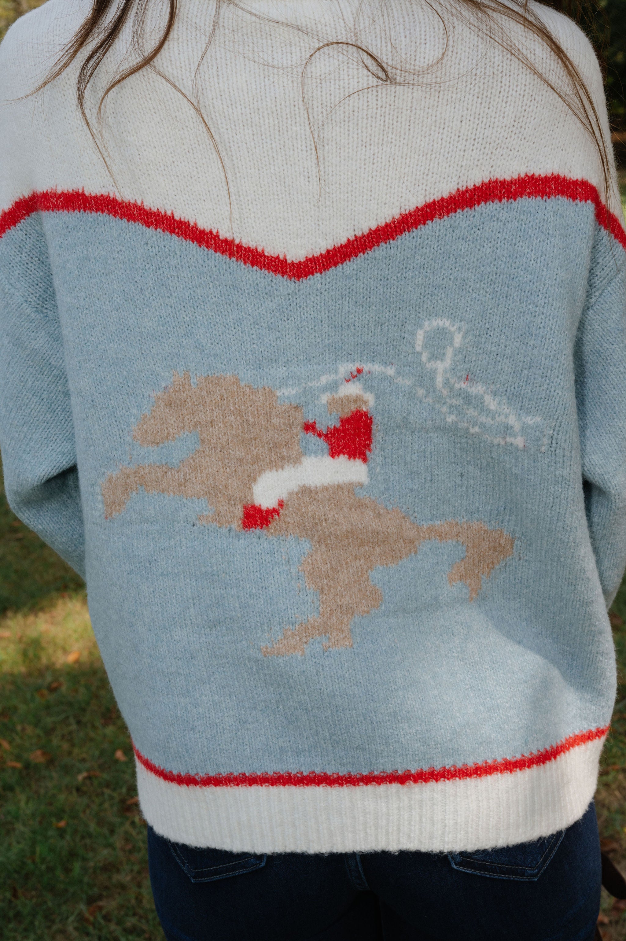 Rodeo Cowboy Knit Sweater-Sky Blue