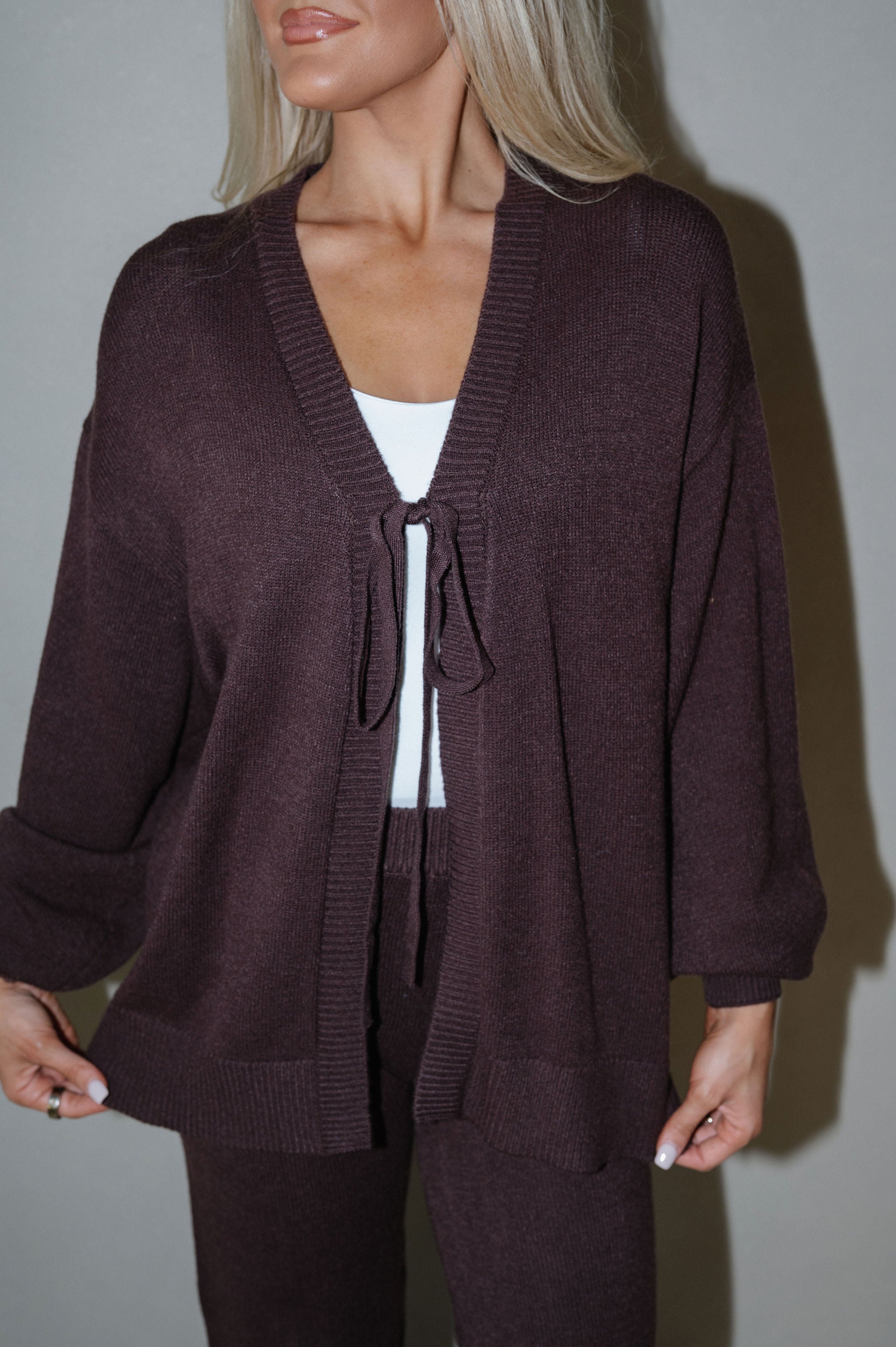 Oversized Cardigan & Pants Set-Chocolate