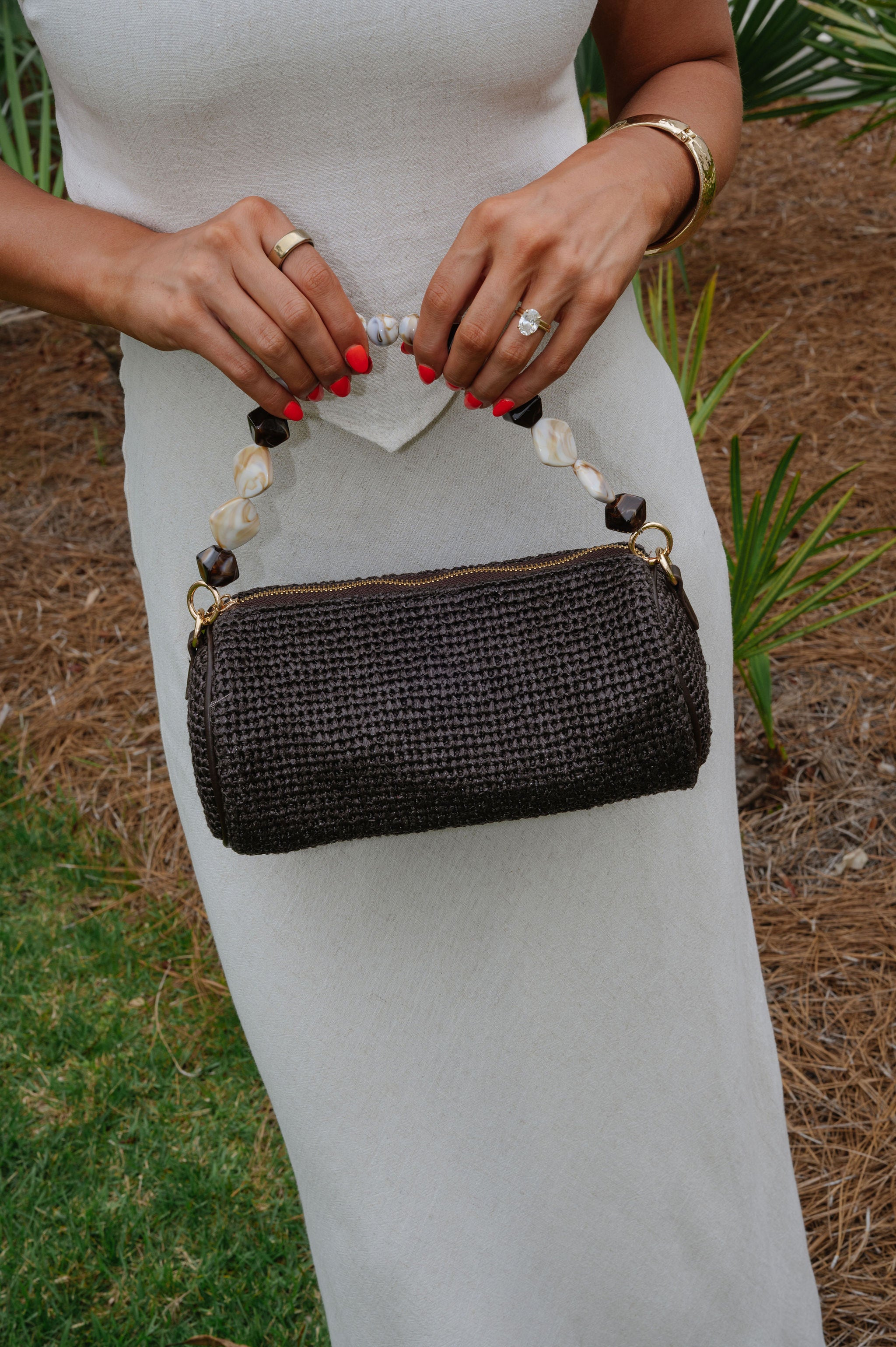 Rachel Straw Clutch-Chocolate
