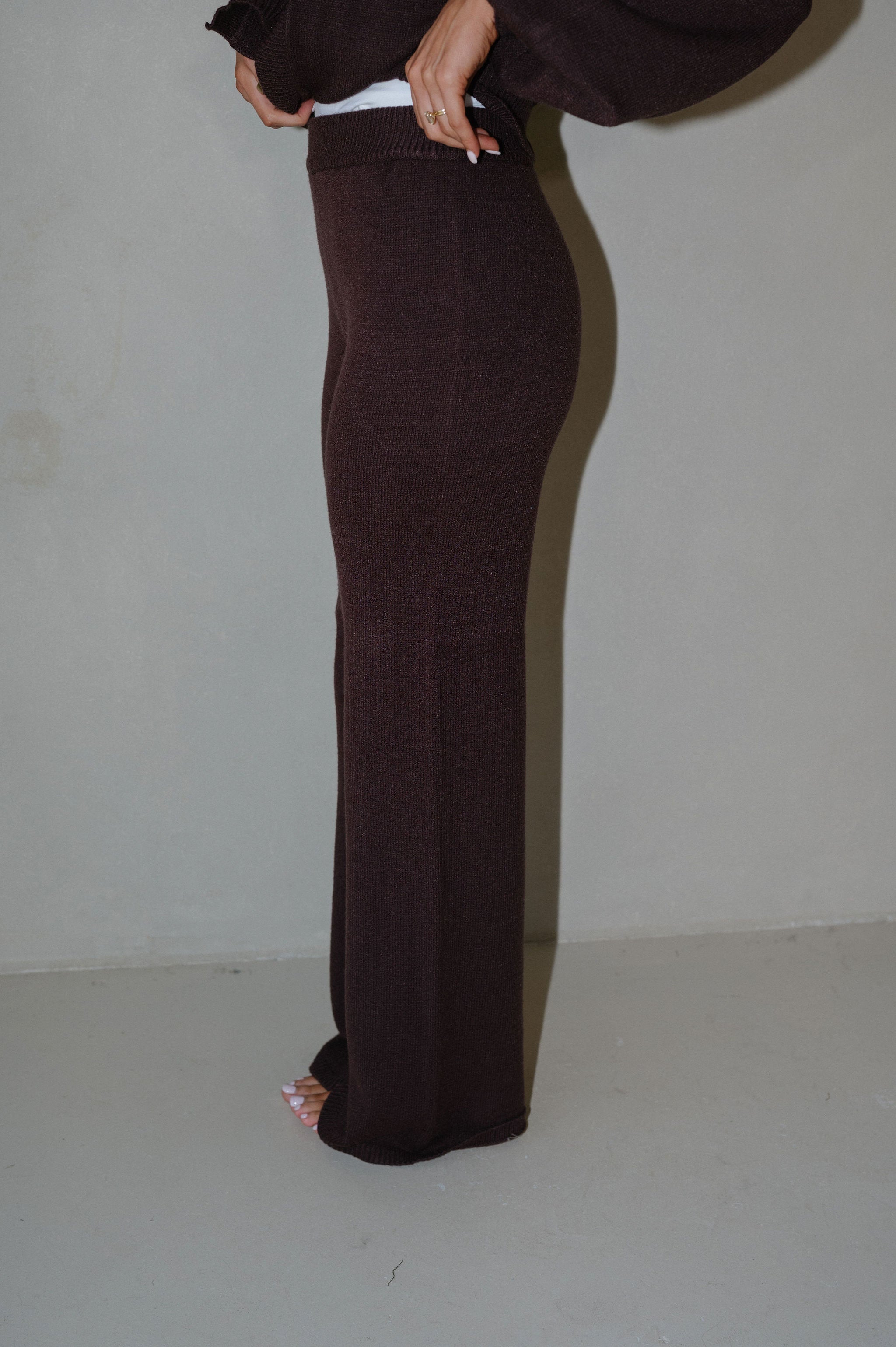 Oversized Cardigan & Pants Set-Chocolate