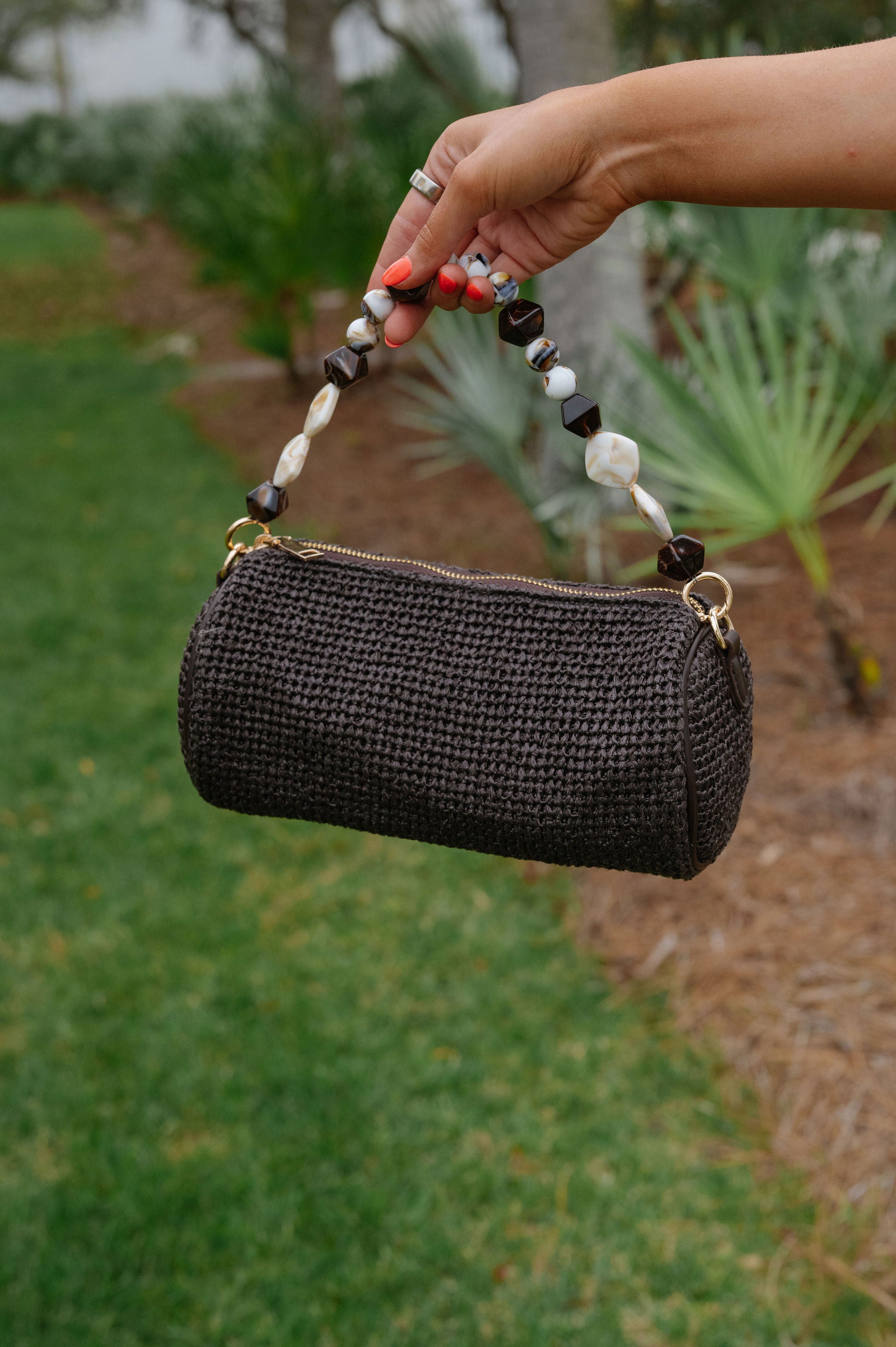 Rachel Straw Clutch-Chocolate