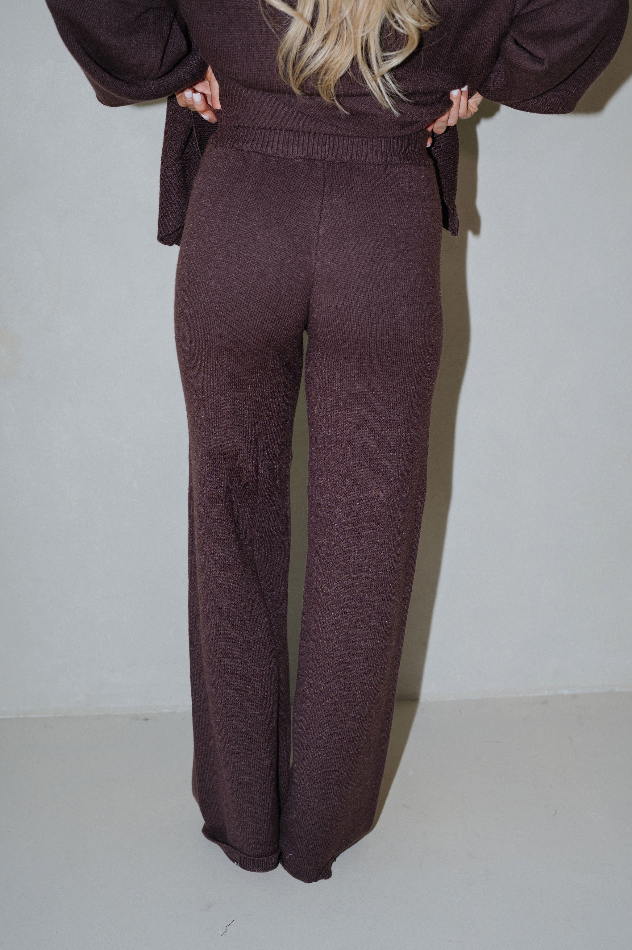 Oversized Cardigan & Pants Set-Chocolate