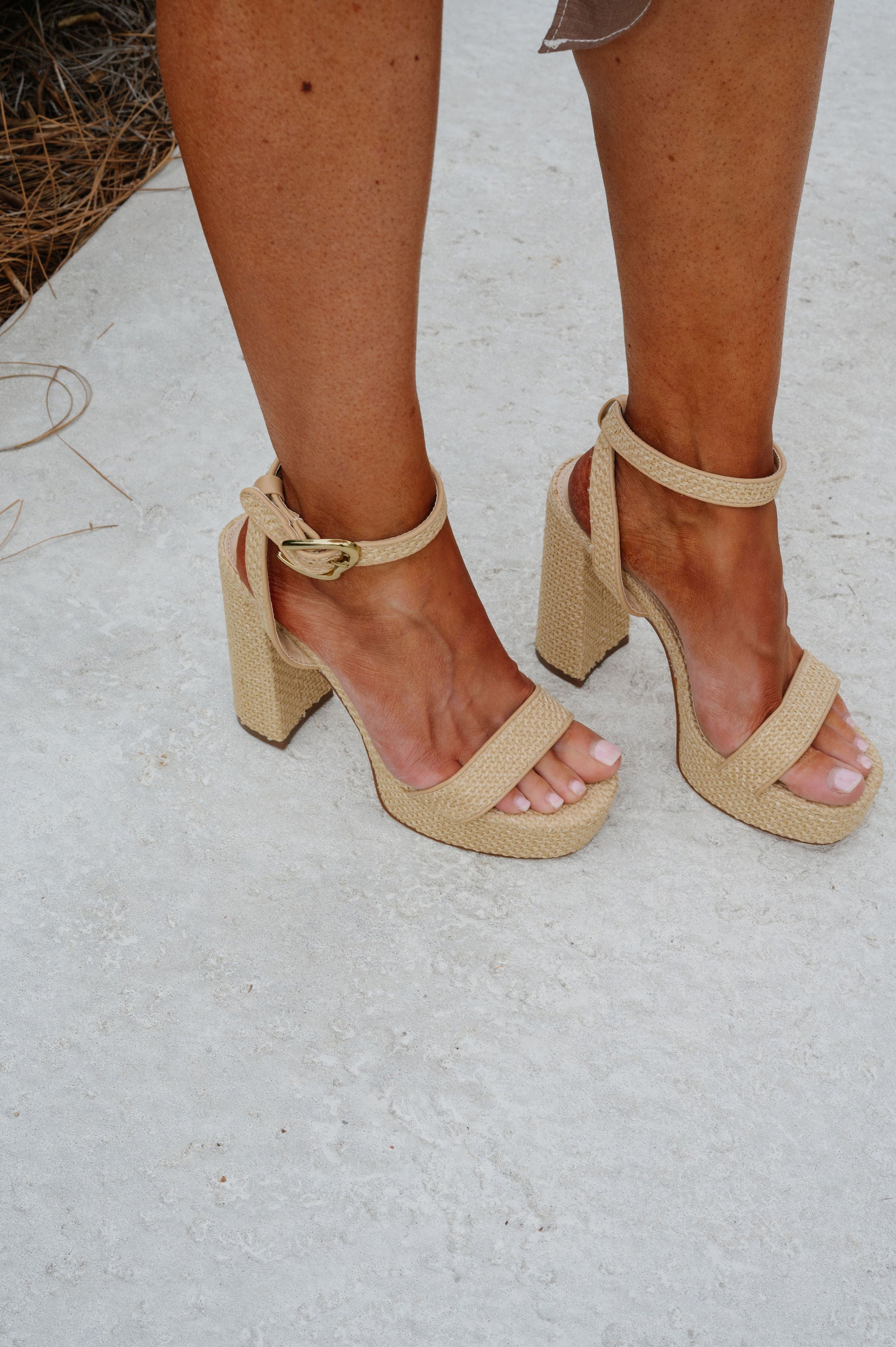 Feliza Rafia Heel-Natural