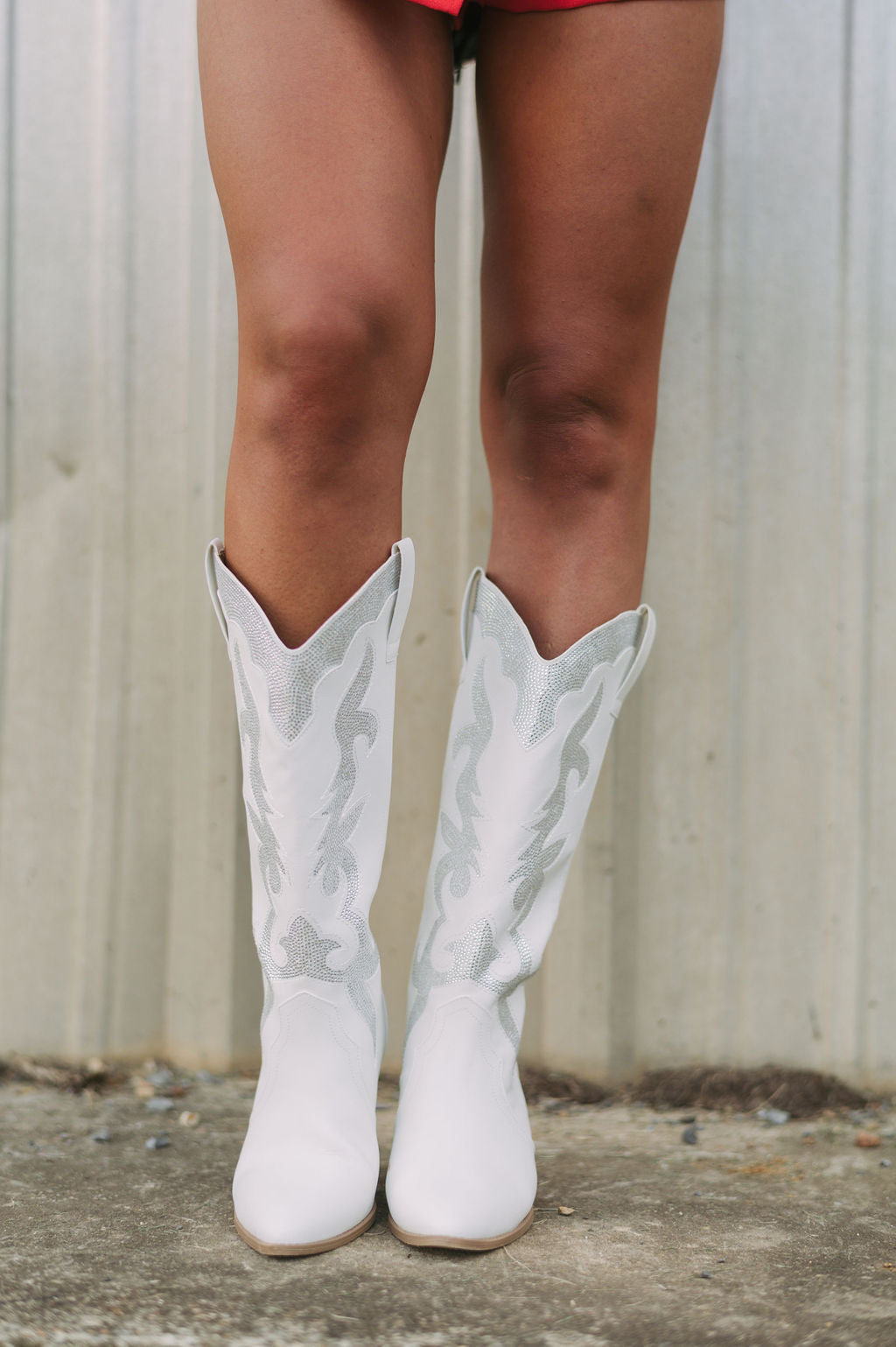 Zane Rhinestone Boots- White