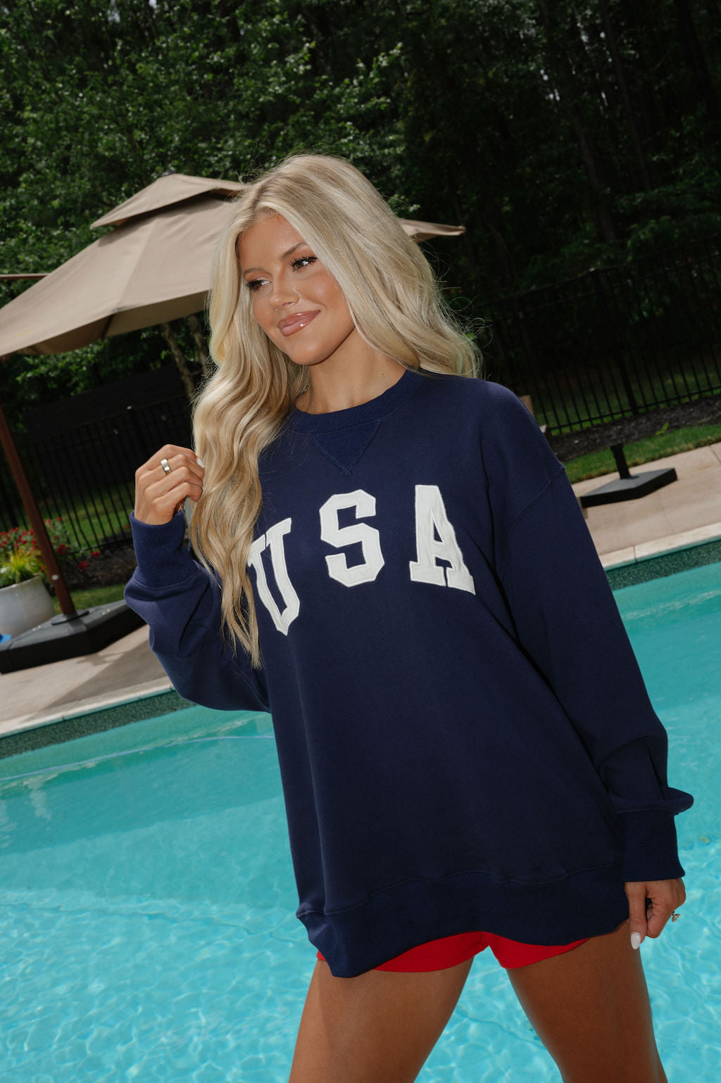 USA Slouchy Pullover- Navy