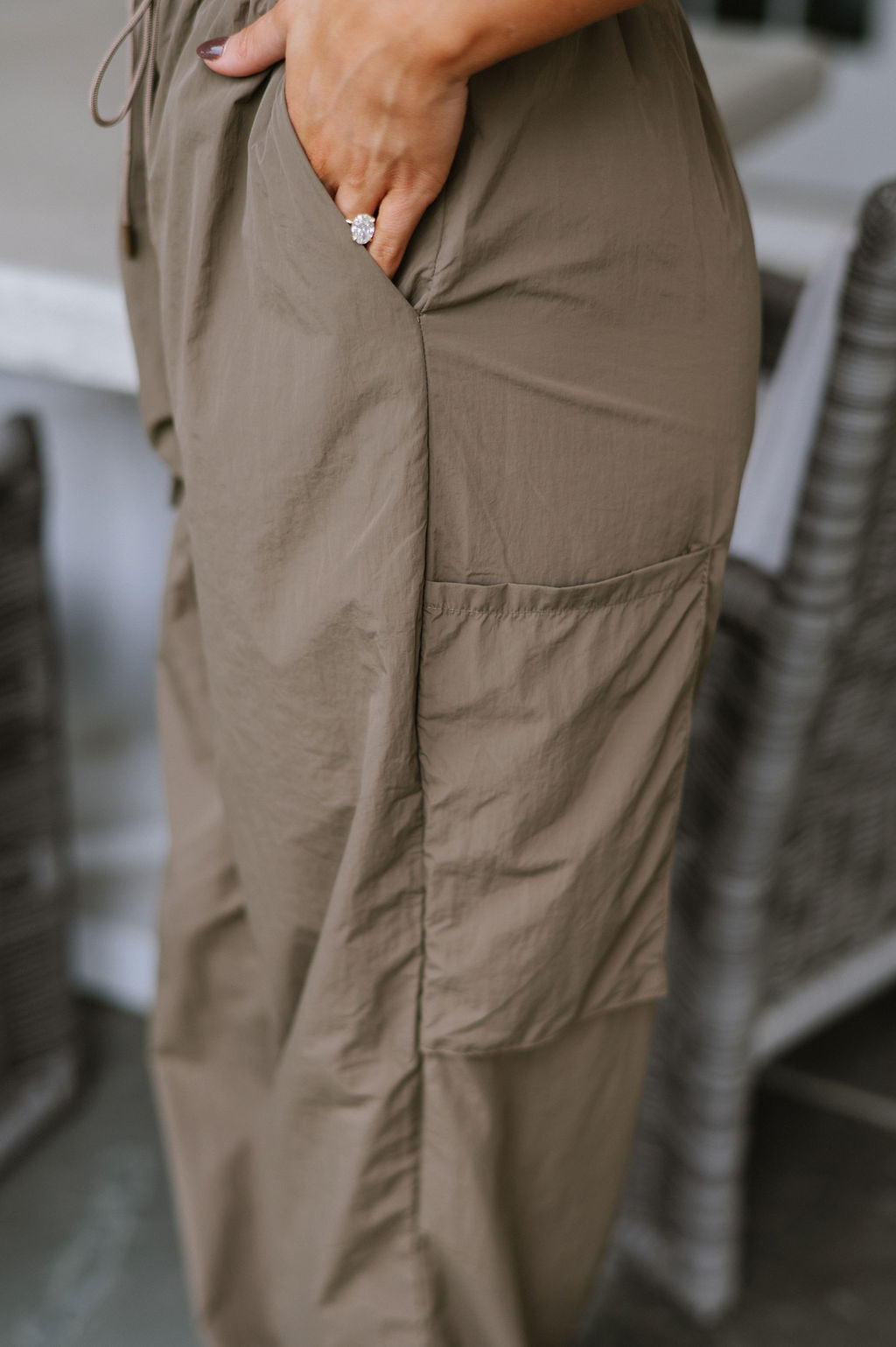 Addison Parachute Pants-Brown