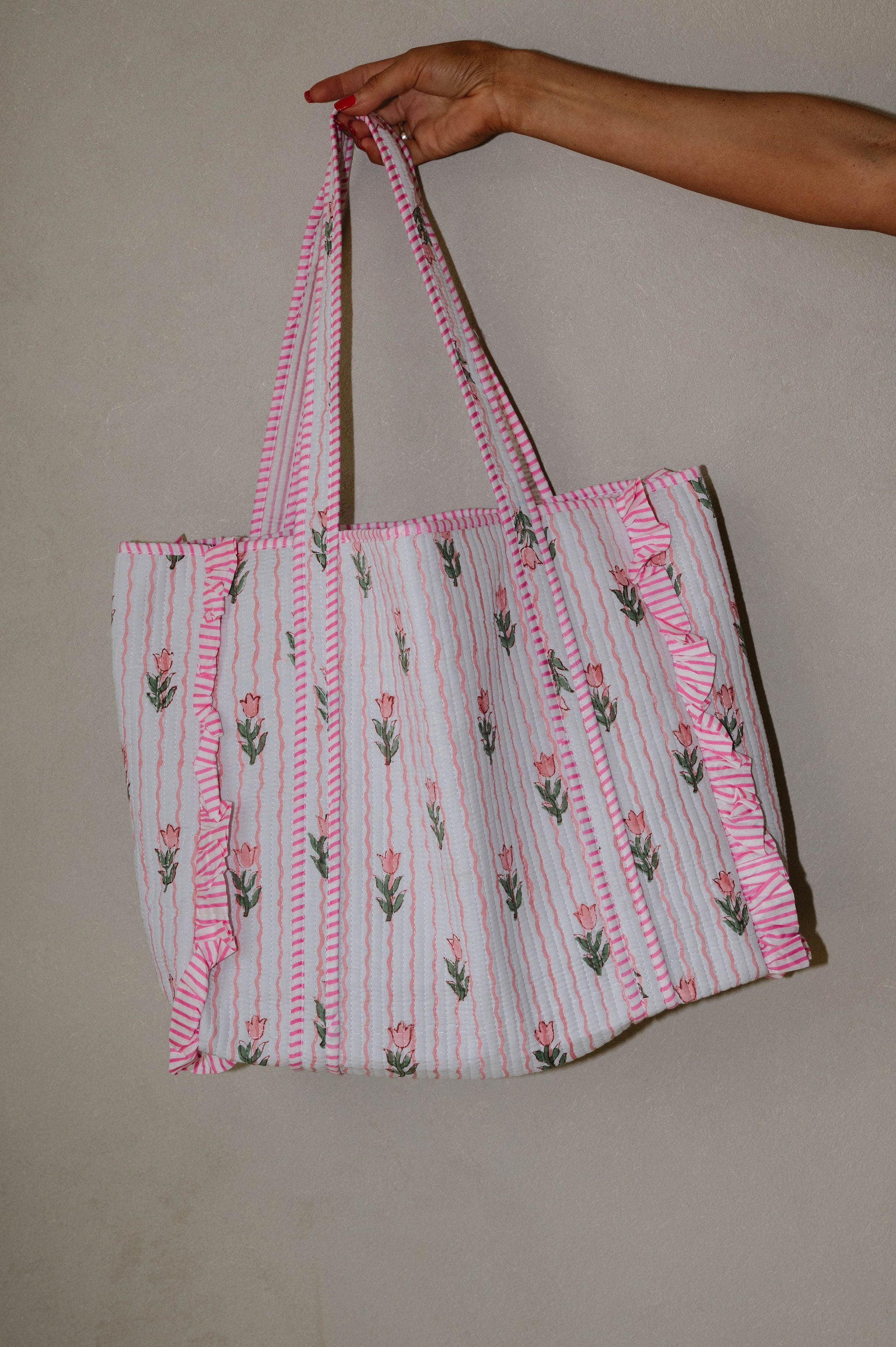 Larkin Floral Tote Bag-Peach
