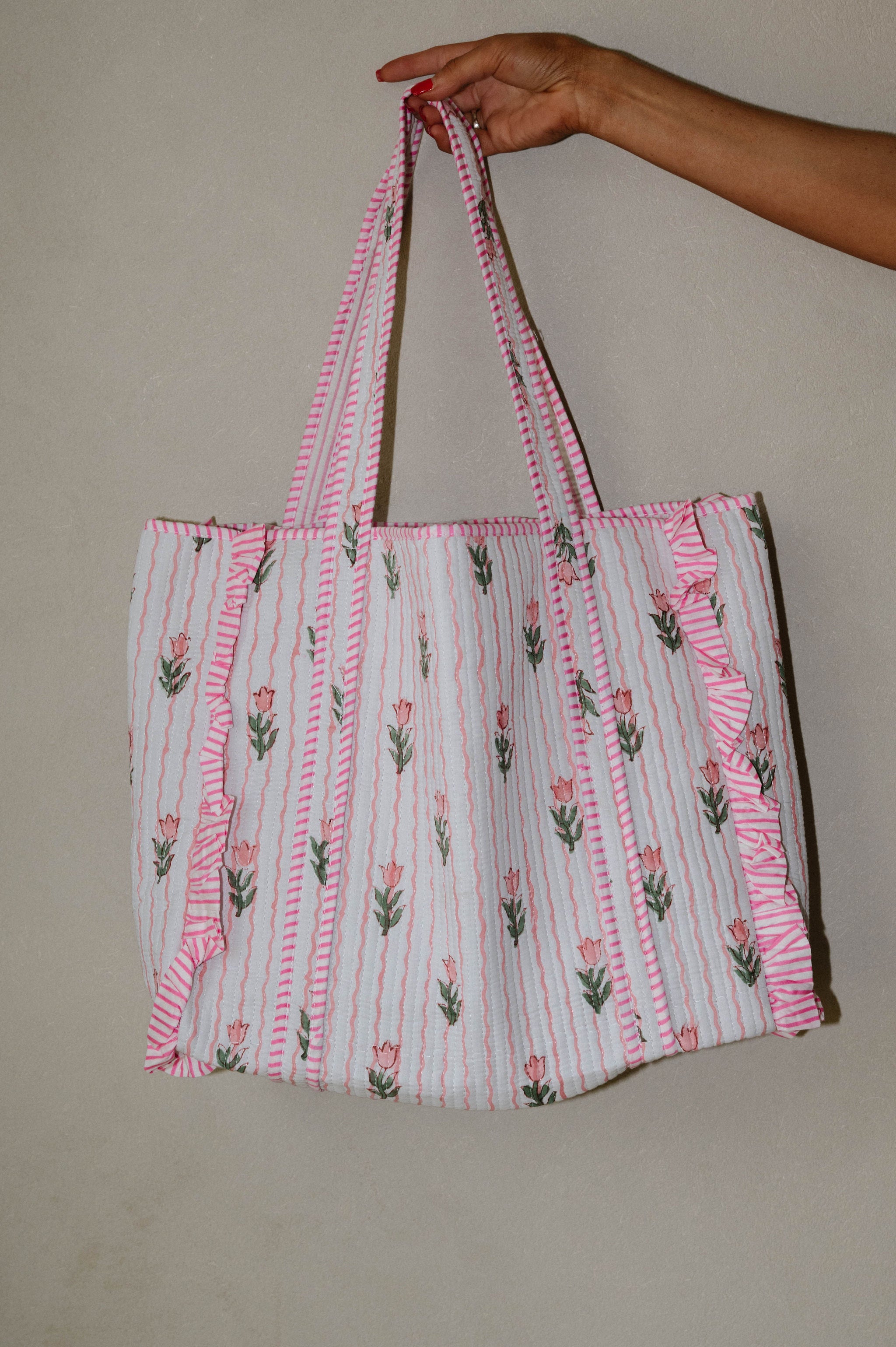 Larkin Floral Tote Bag-Peach