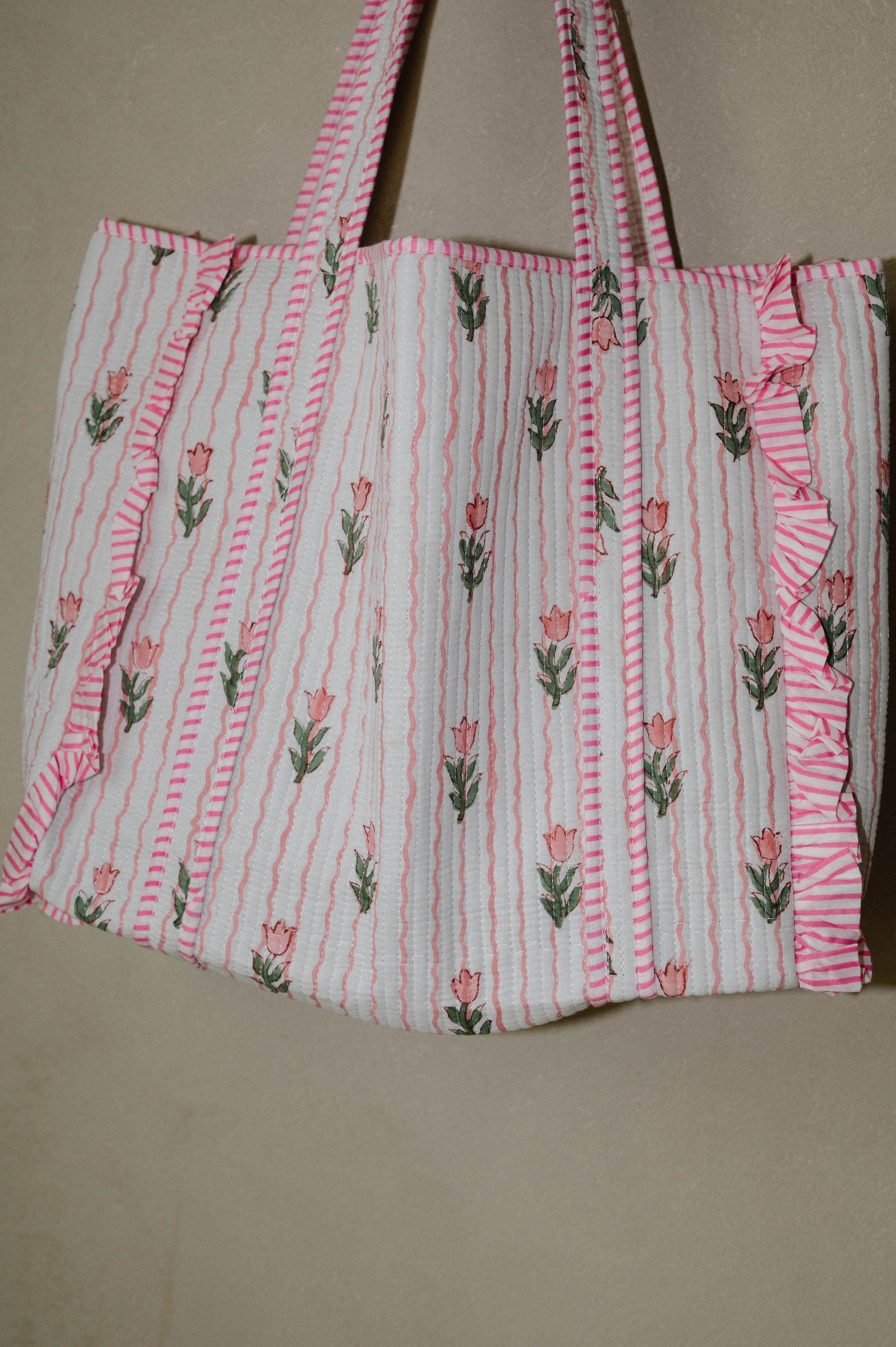 Larkin Floral Tote Bag-Peach