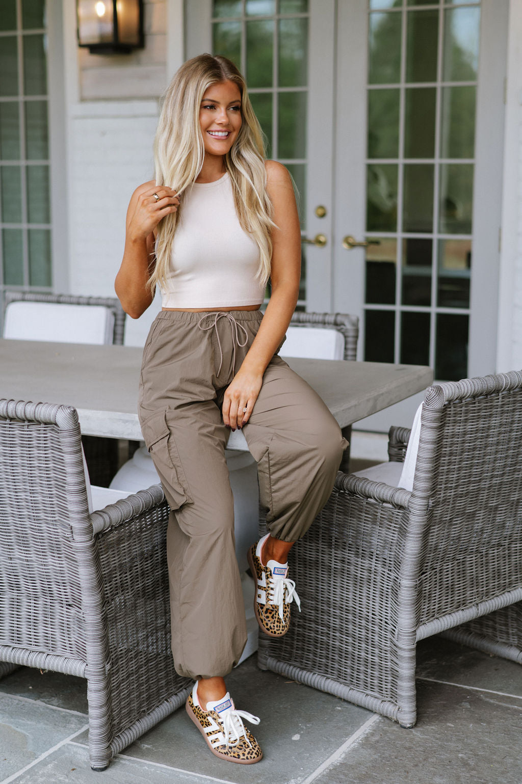 Addison Parachute Pants-Brown