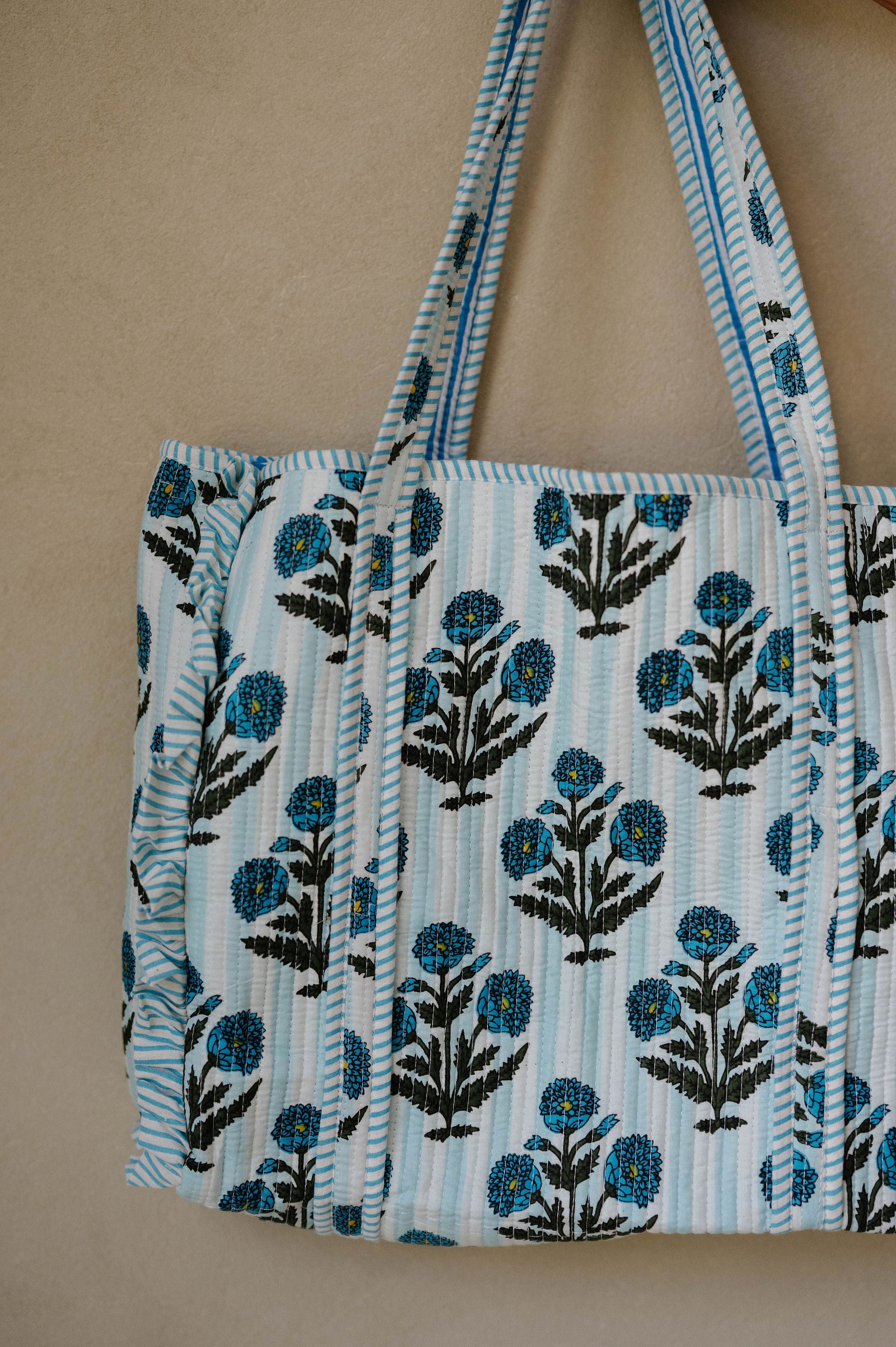 Khloe Floral Tote Bag-Blue