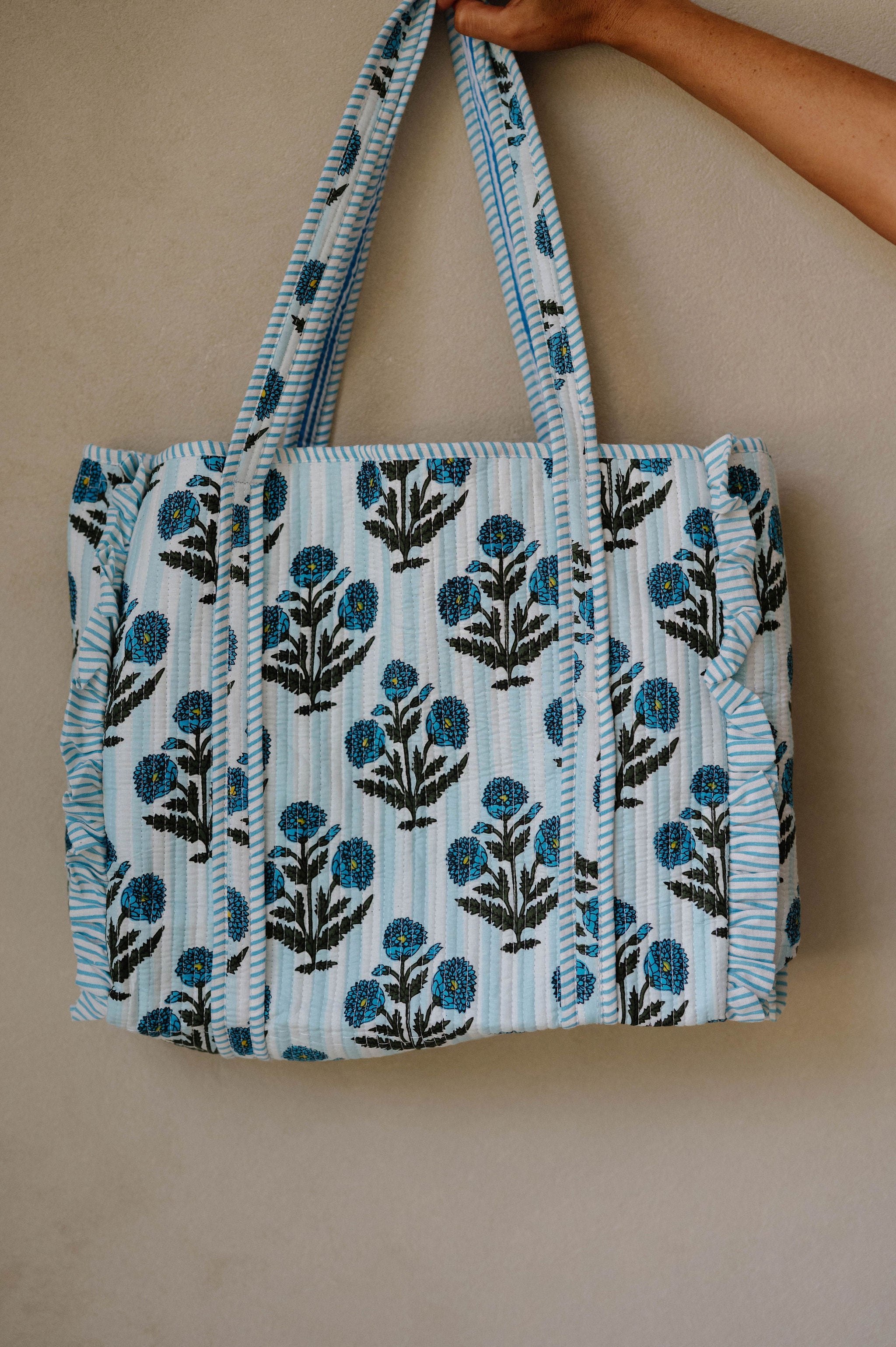 Khloe Floral Tote Bag-Blue