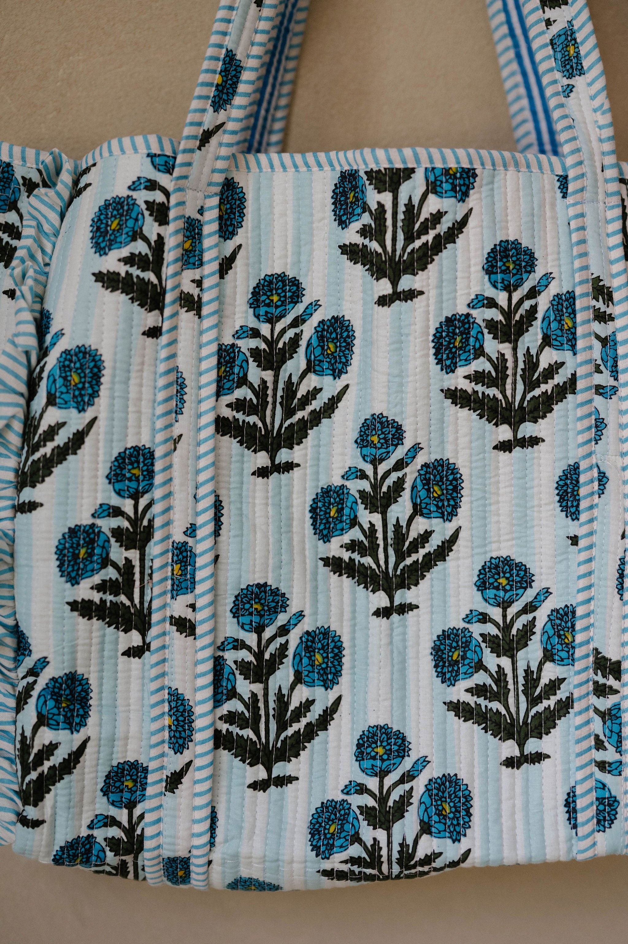 Khloe Floral Tote Bag-Blue